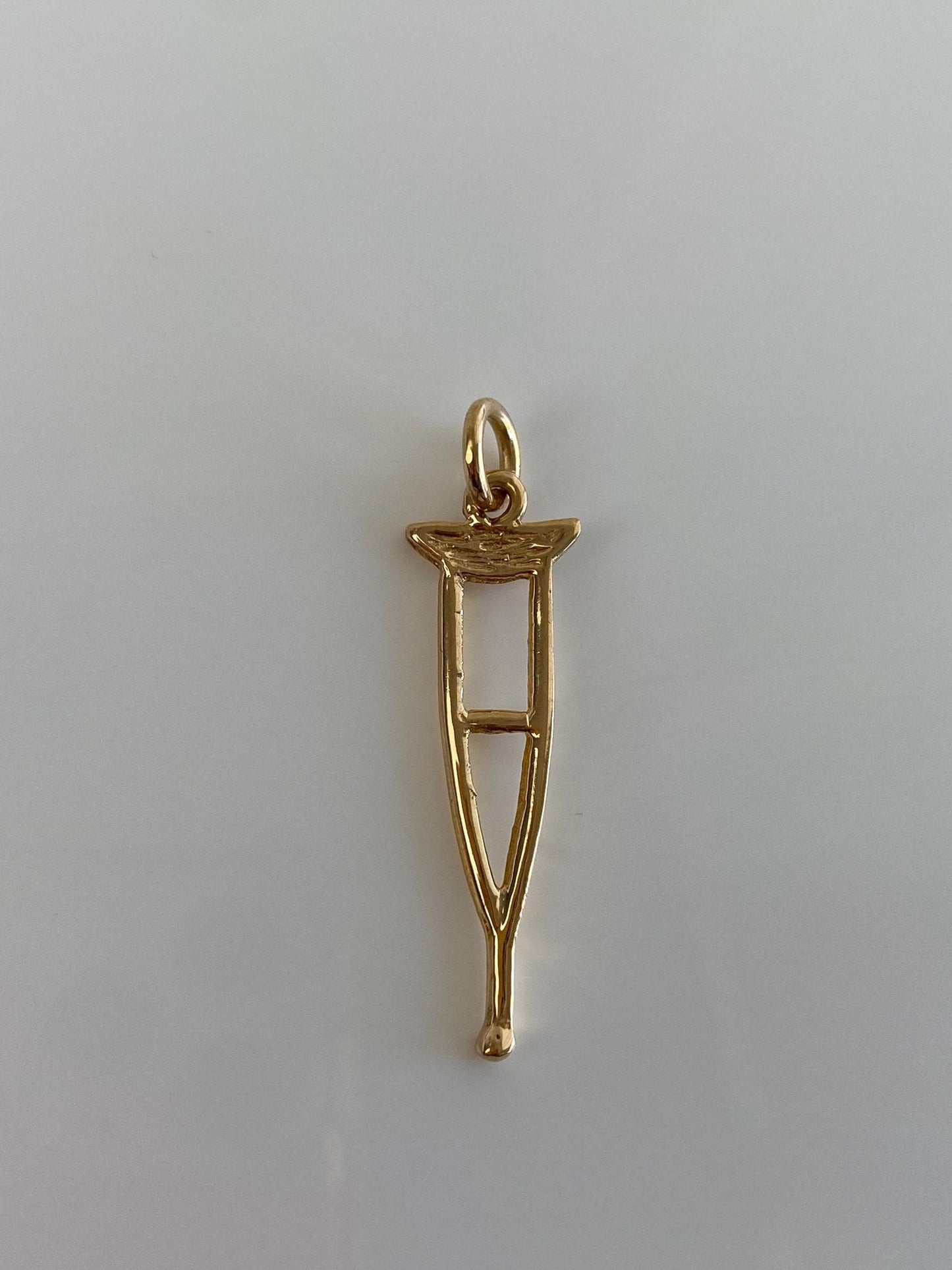 Vintage Solid 18k Yellow Gold Crutch Charm