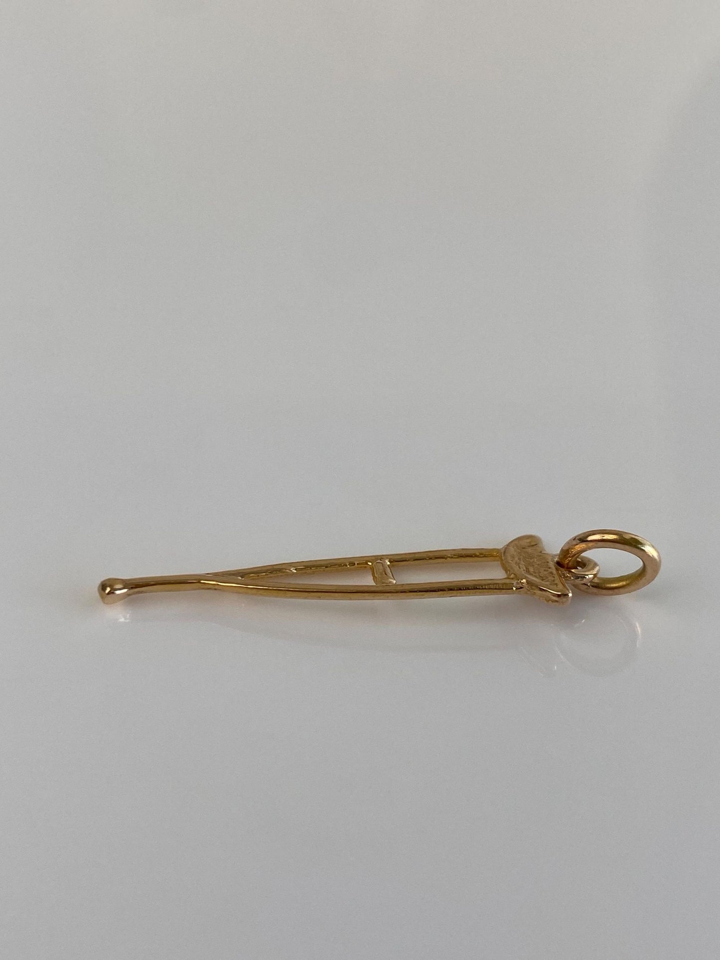 Vintage Solid 18k Yellow Gold Crutch Charm