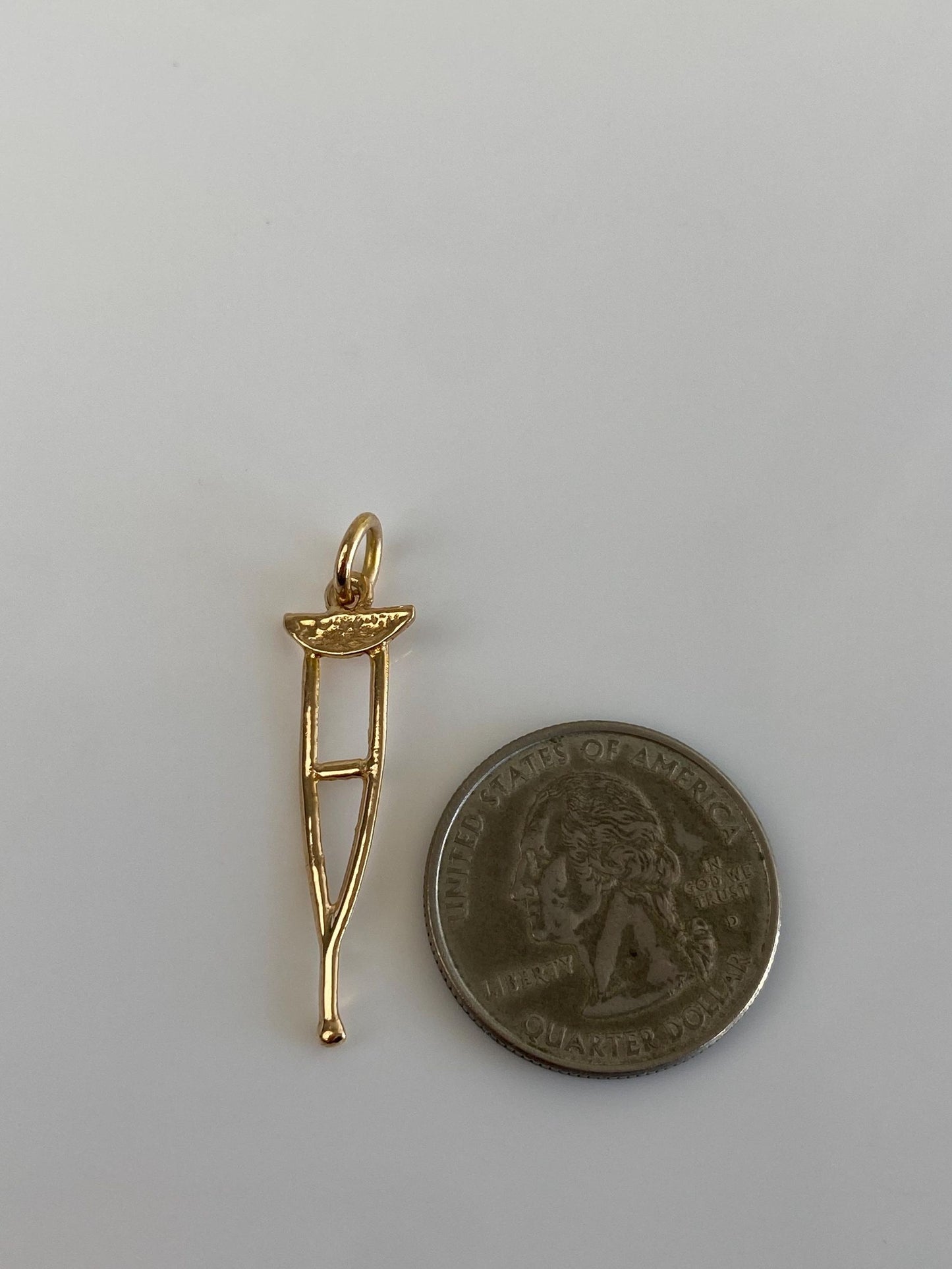 Vintage Solid 18k Yellow Gold Crutch Charm
