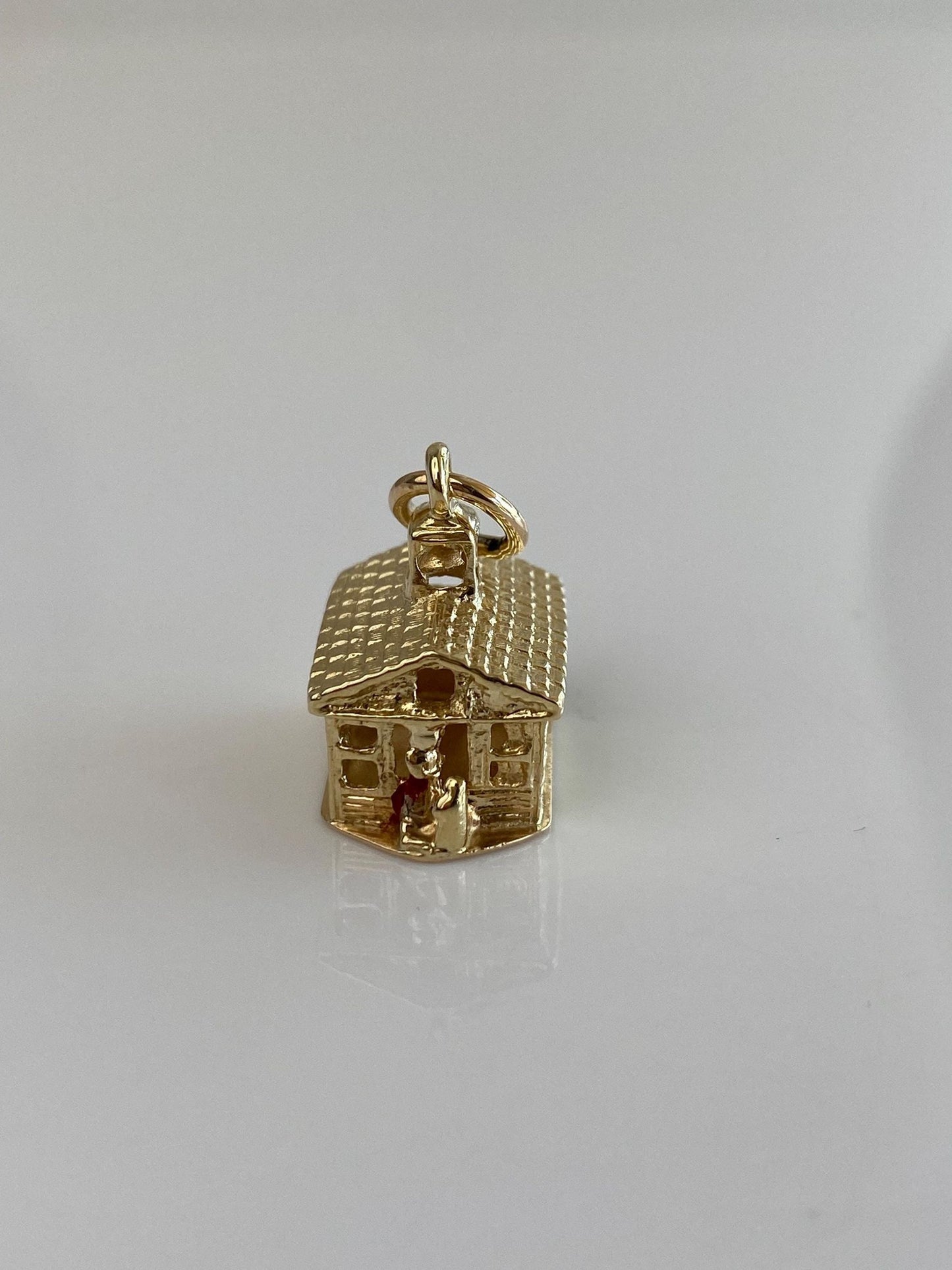 Vintage Solid 14k Yellow Gold School House Charm