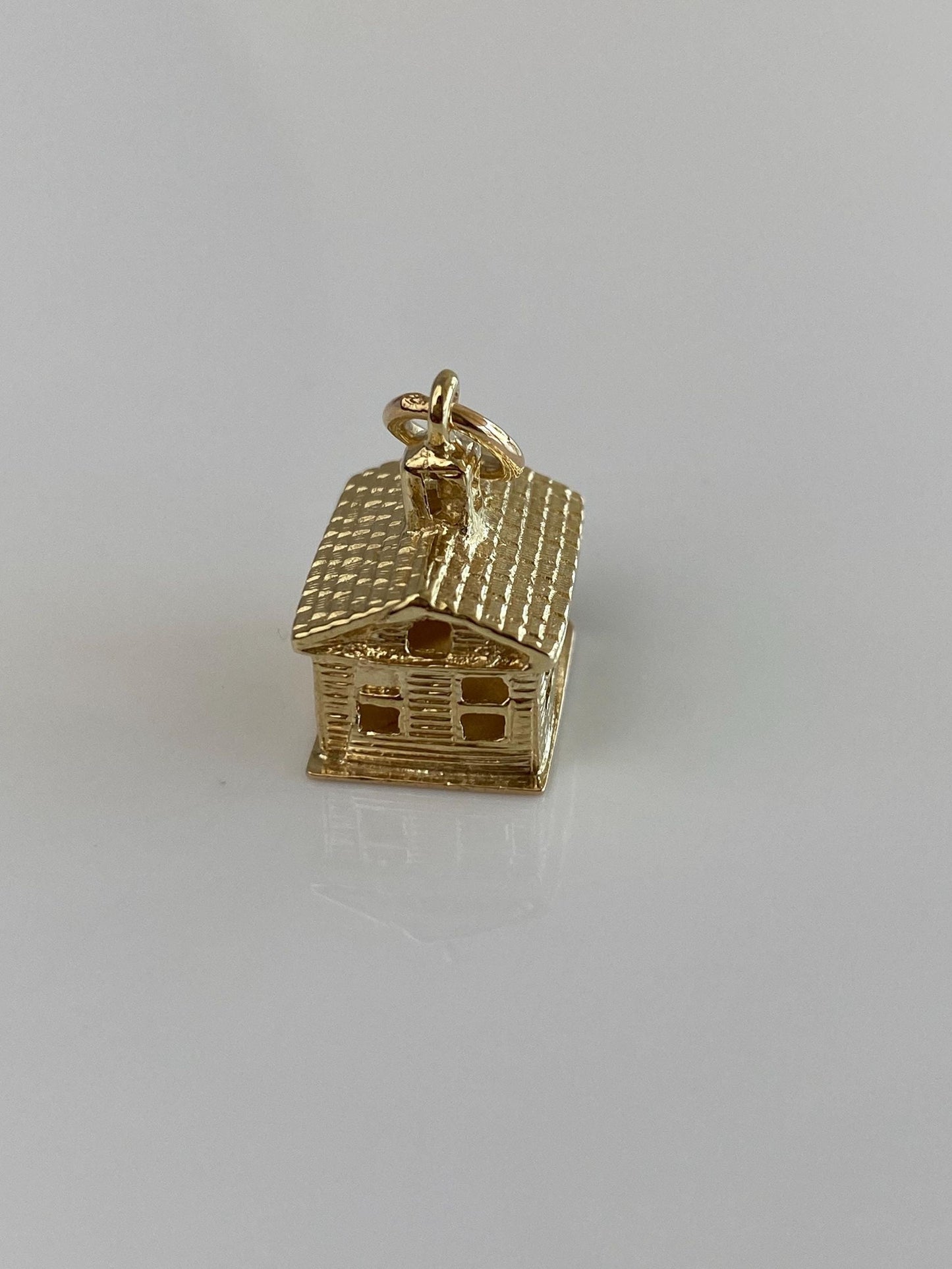 Vintage Solid 14k Yellow Gold School House Charm