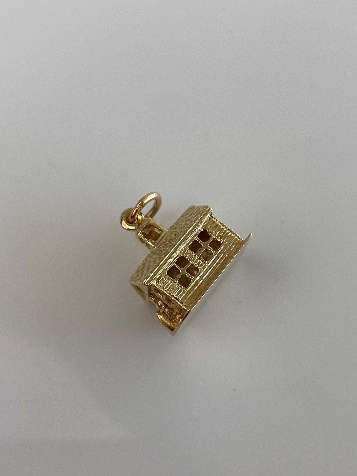 Vintage Solid 14k Yellow Gold School House Charm