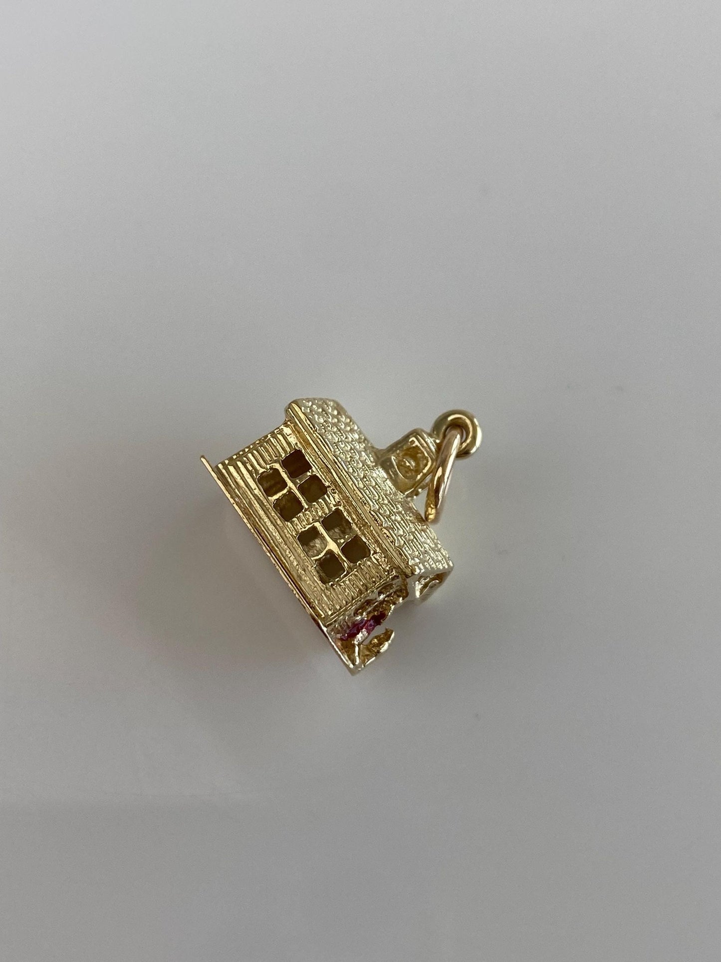 Vintage Solid 14k Yellow Gold School House Charm