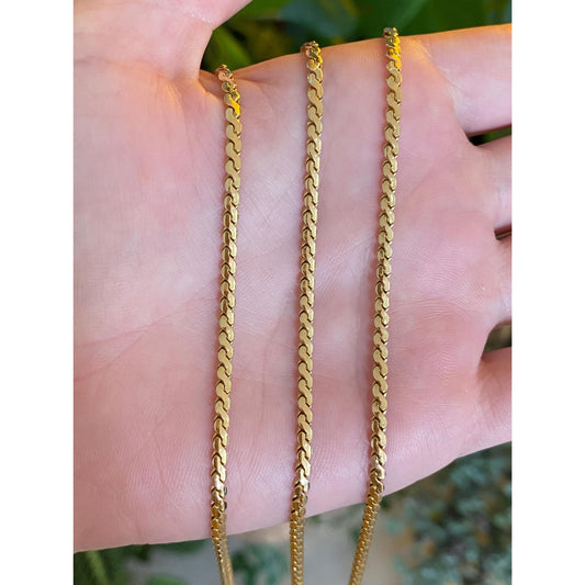 Vintage Solid 14k Yellow Gold Chunky Long Serpentine Chain Necklace - 25.5 inches