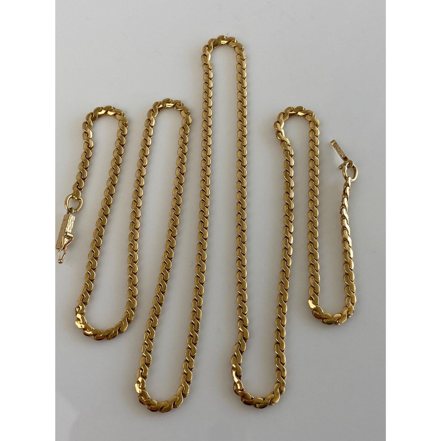 Vintage Solid 14k Yellow Gold Chunky Long Serpentine Chain Necklace - 25.5 inches