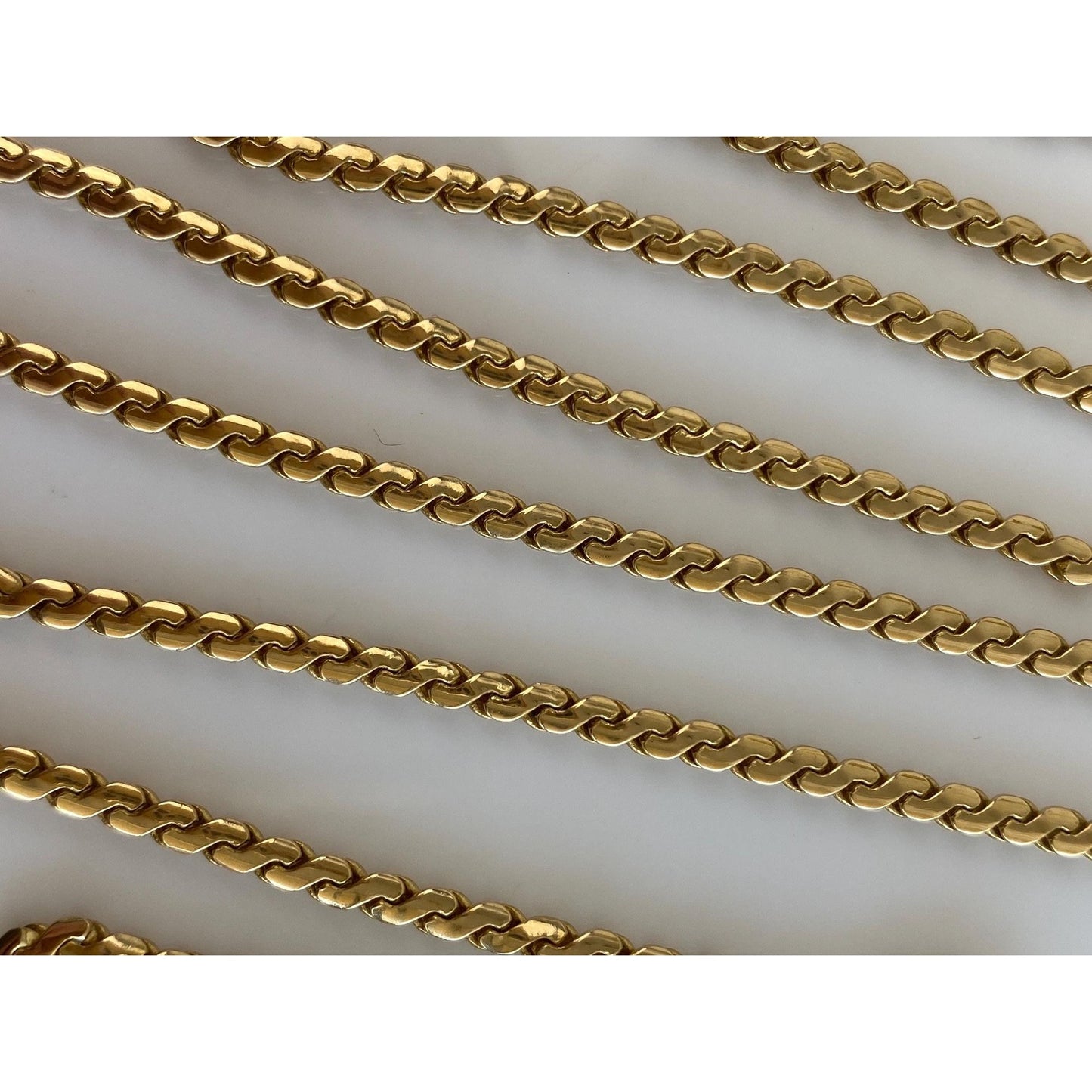 Vintage Solid 14k Yellow Gold Chunky Long Serpentine Chain Necklace - 25.5 inches
