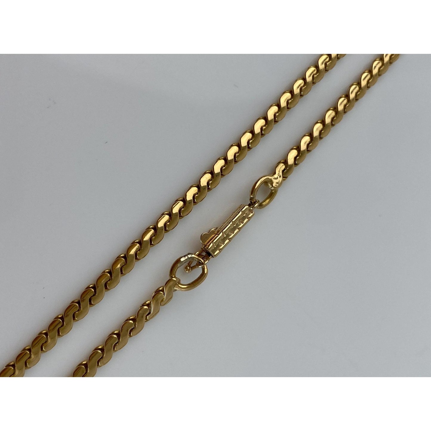 Vintage Solid 14k Yellow Gold Chunky Long Serpentine Chain Necklace - 25.5 inches