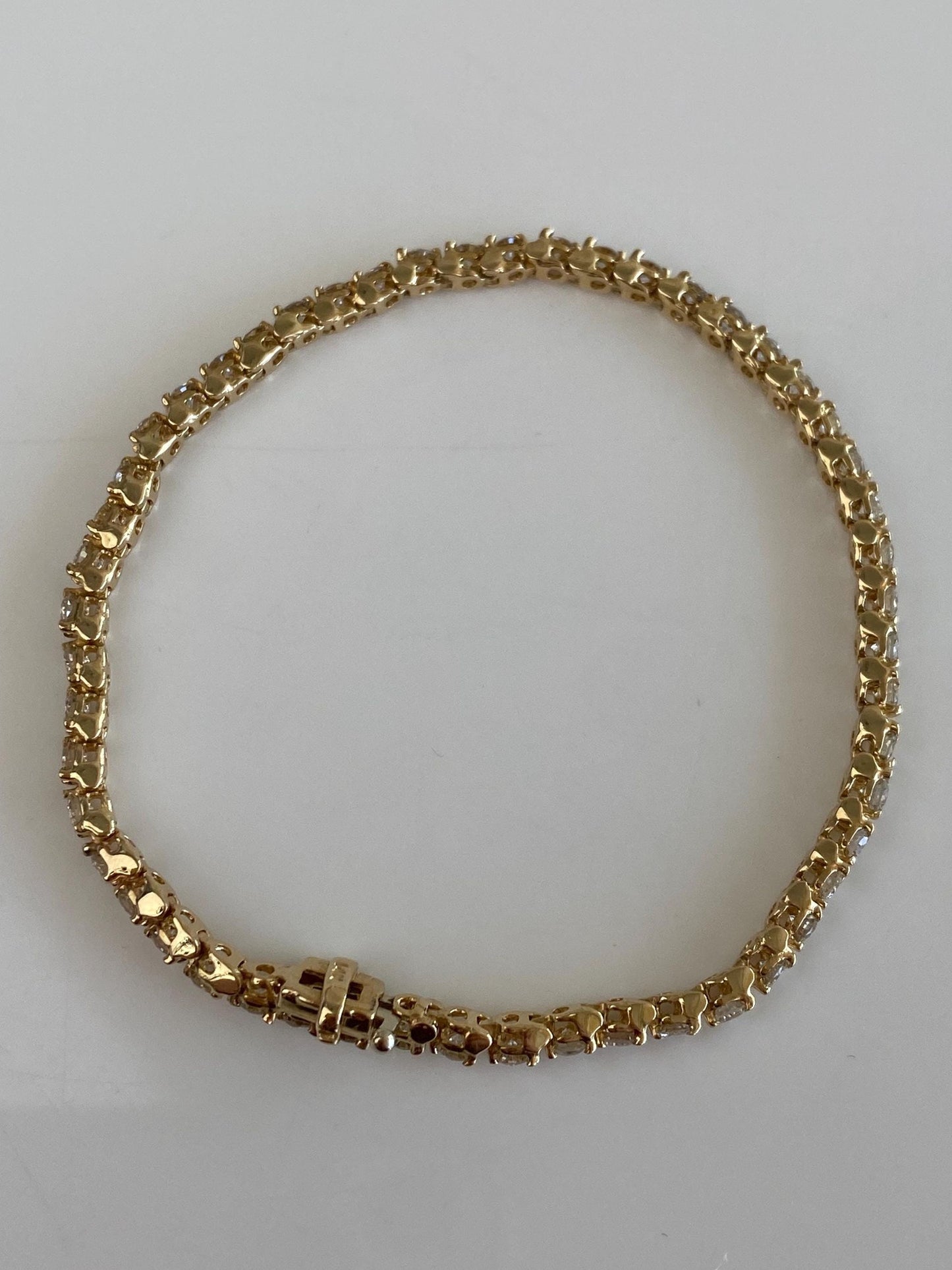 Vintage Solid 14k Yellow Gold Diamond Link Bracelet - 7 Inches