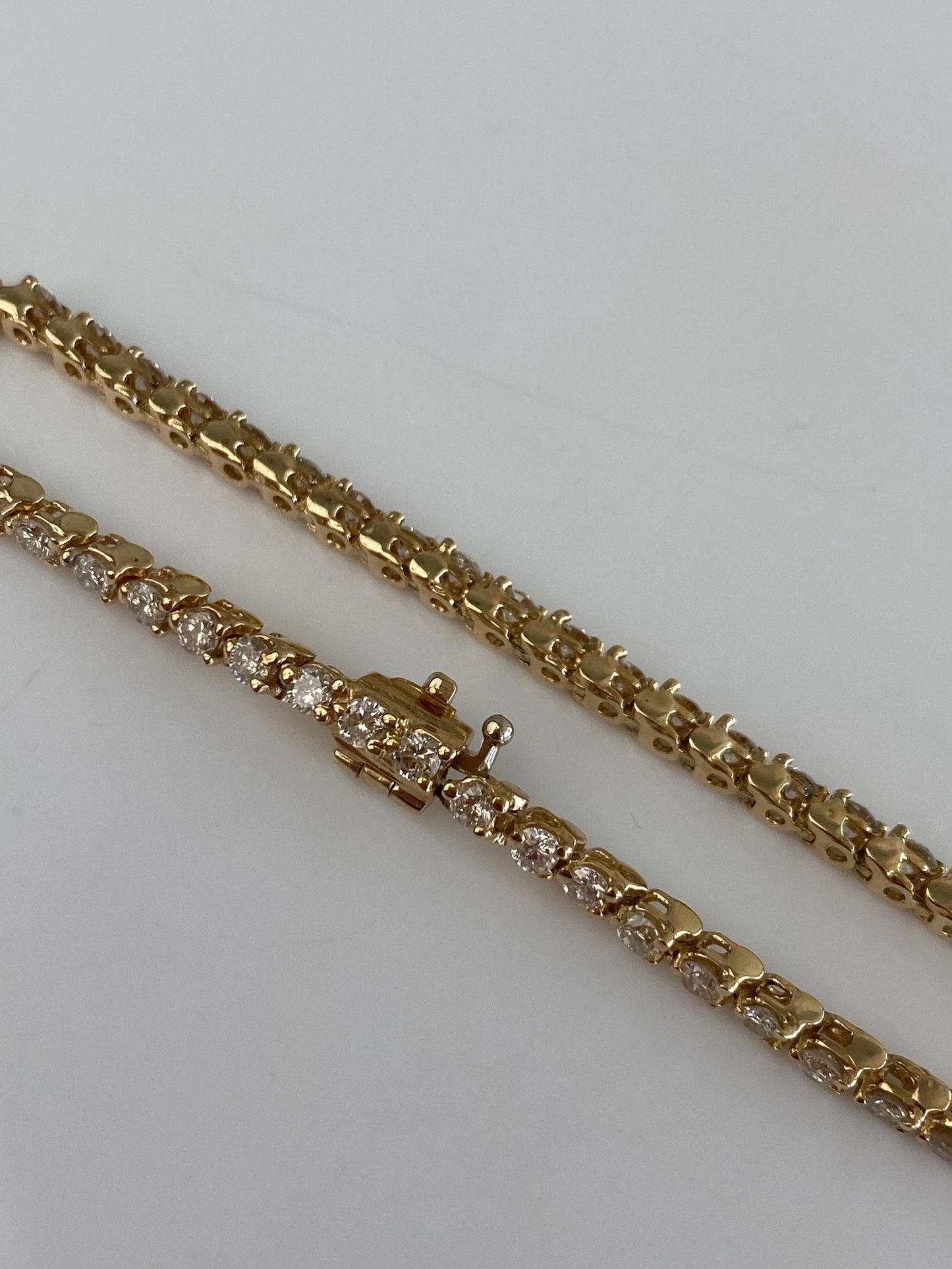 Vintage Solid 14k Yellow Gold Diamond Link Bracelet - 7 Inches