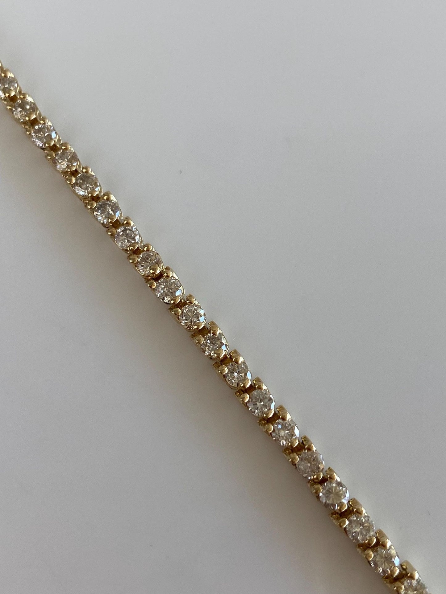 Vintage Solid 14k Yellow Gold Diamond Link Bracelet - 7 Inches