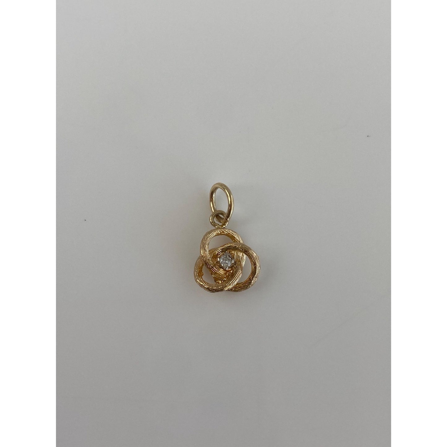 Vintage Solid 14k Yellow Gold Clear Sapphire Knot Charm