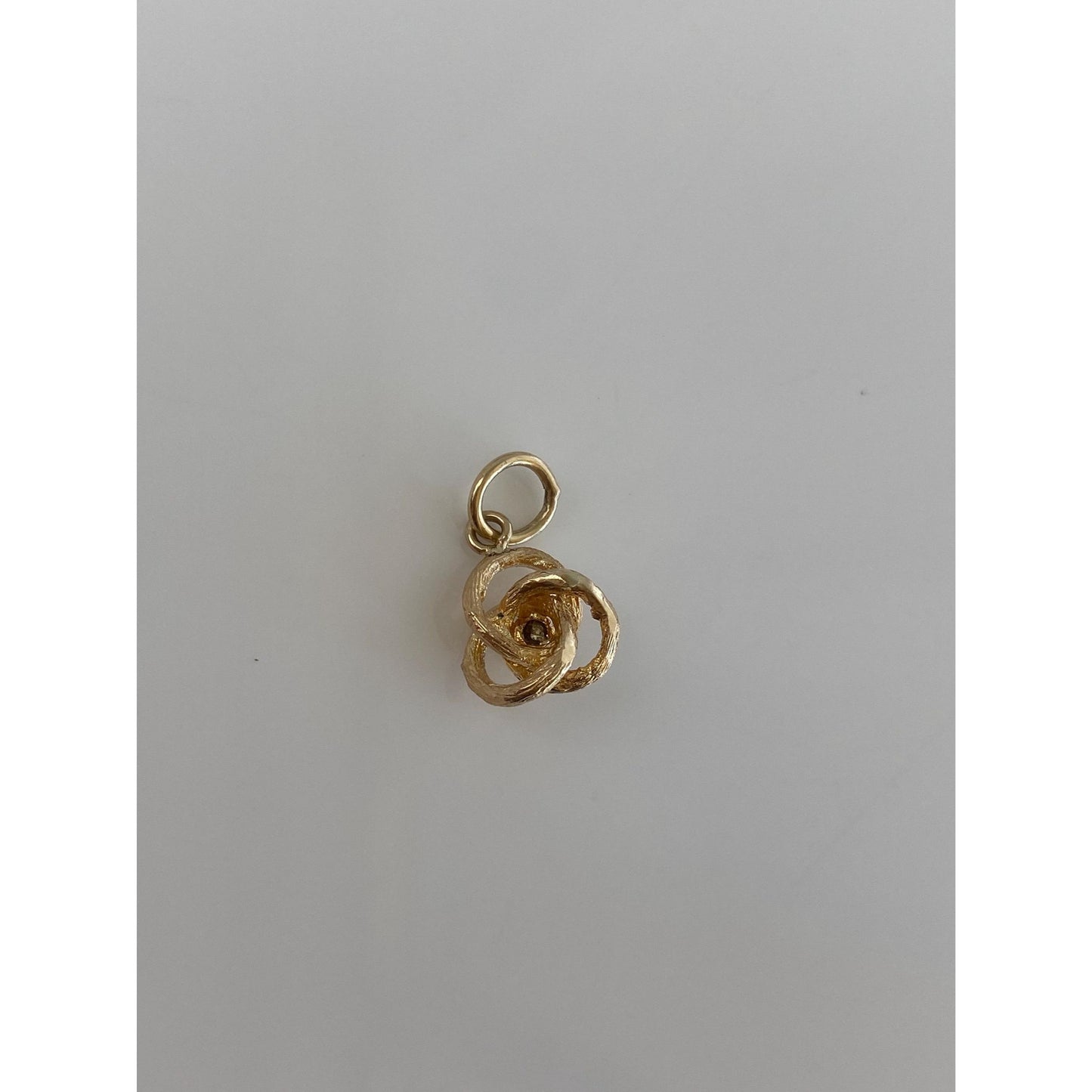 Vintage Solid 14k Yellow Gold Clear Sapphire Knot Charm