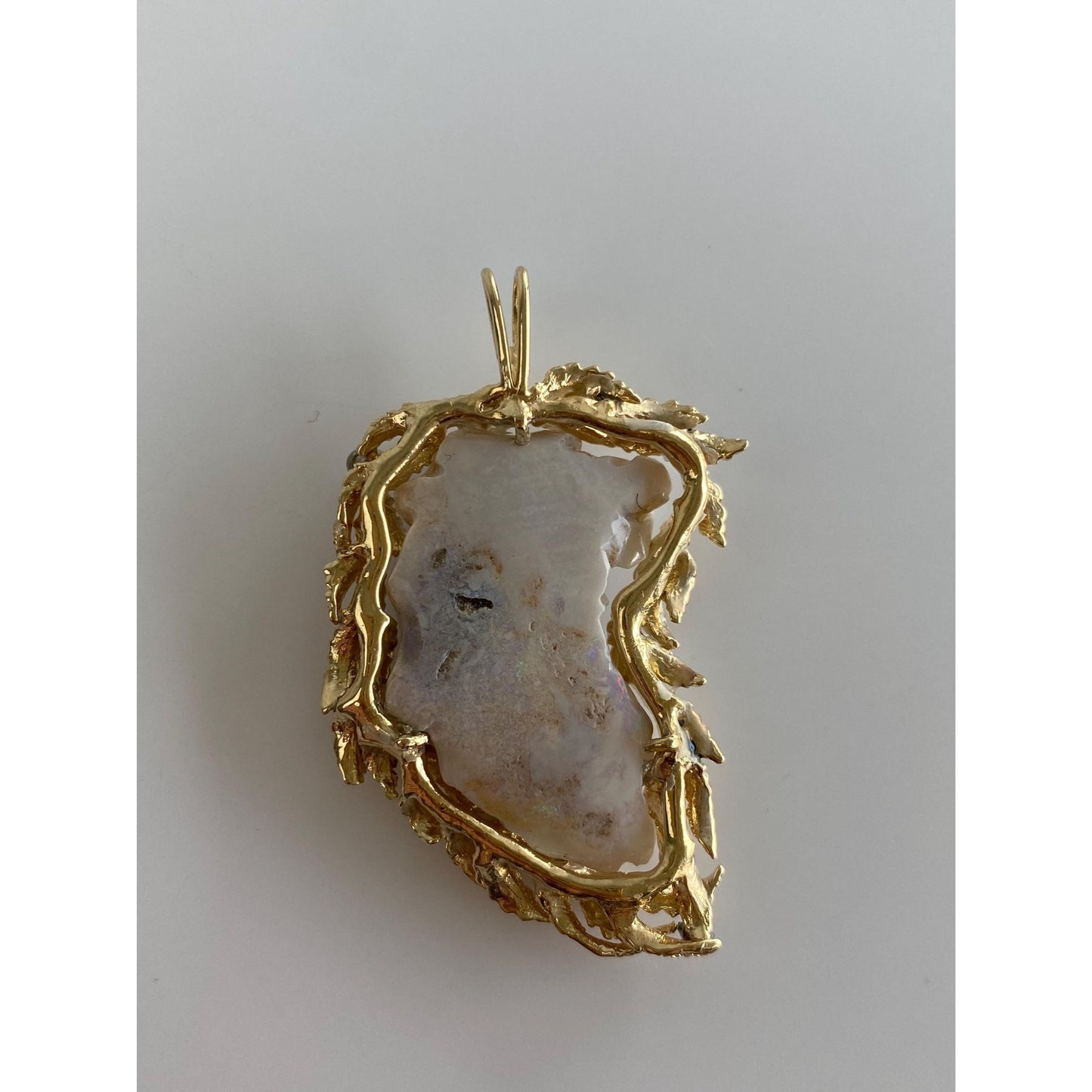 Vintage Solid 14k Yellow Gold Diamond Agate God Man Charm