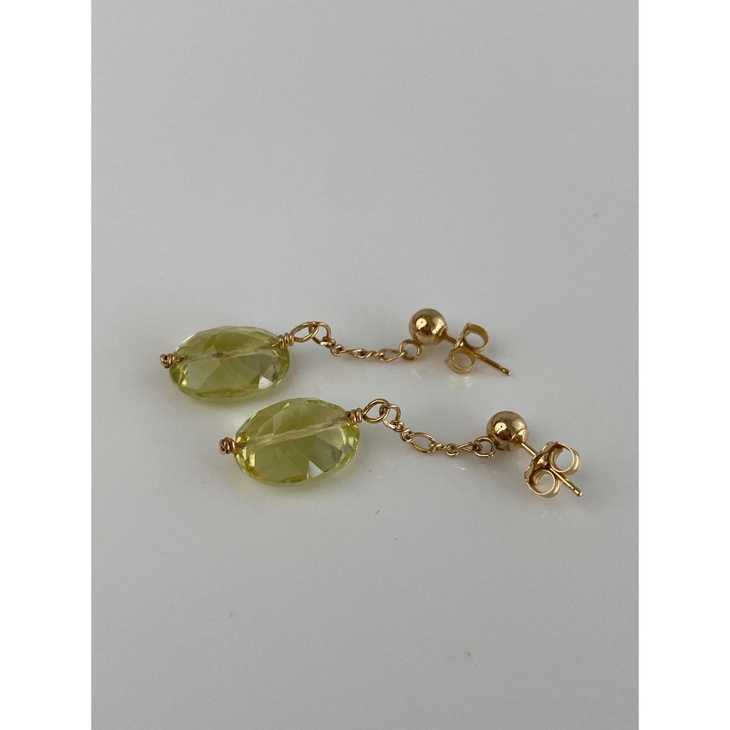Solid 14k Lemon Quartz Drop Dangle Earrings