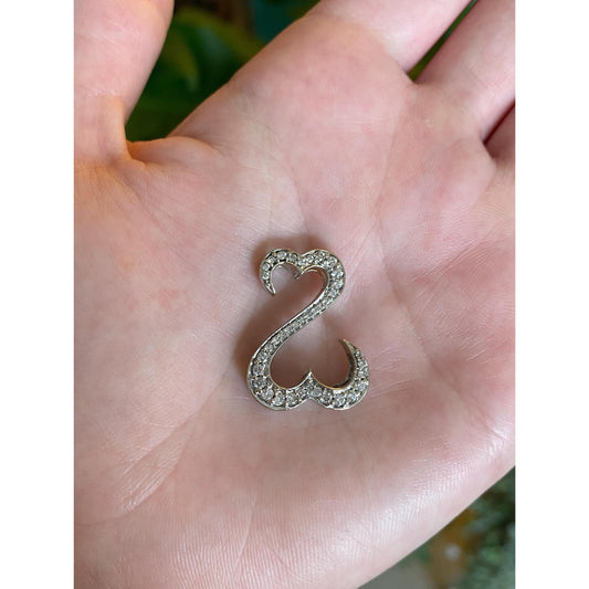 Solid 14k White Gold Diamond Jane Seymour Heart Slide Charm