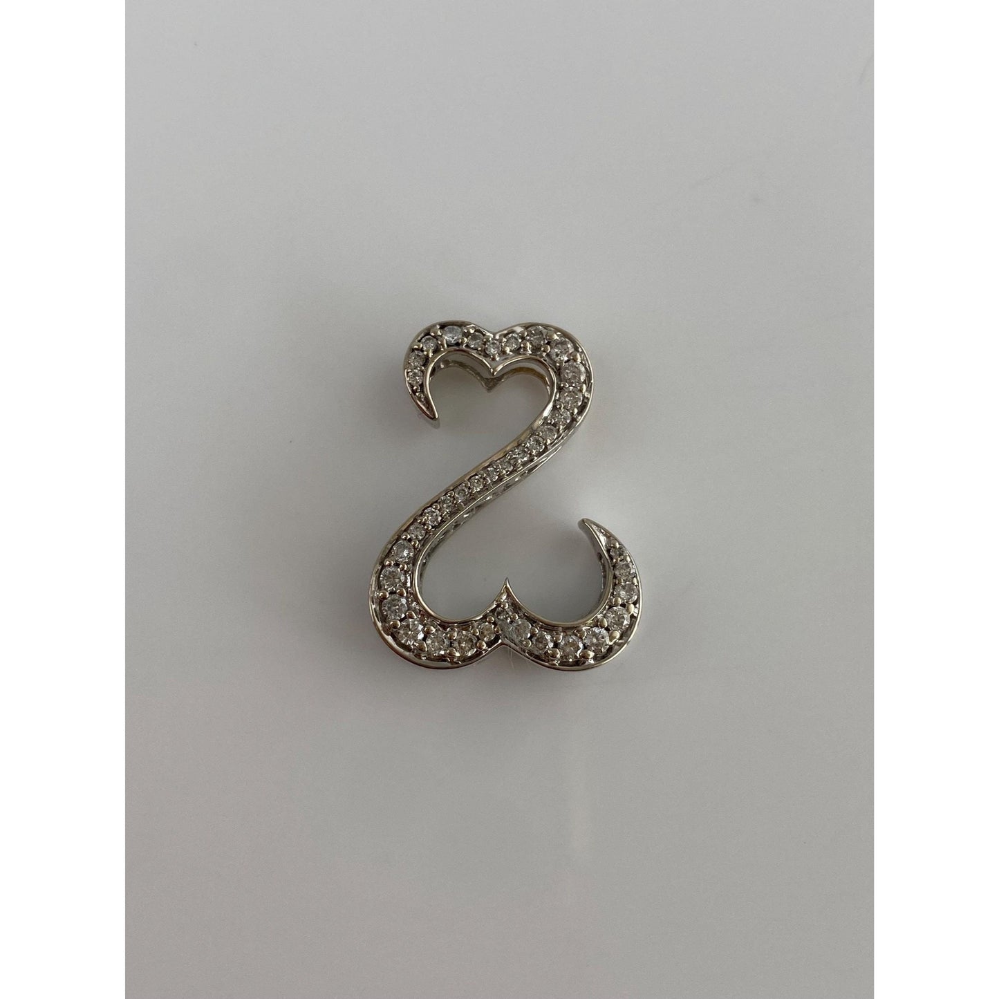 Solid 14k White Gold Diamond Jane Seymour Heart Slide Charm