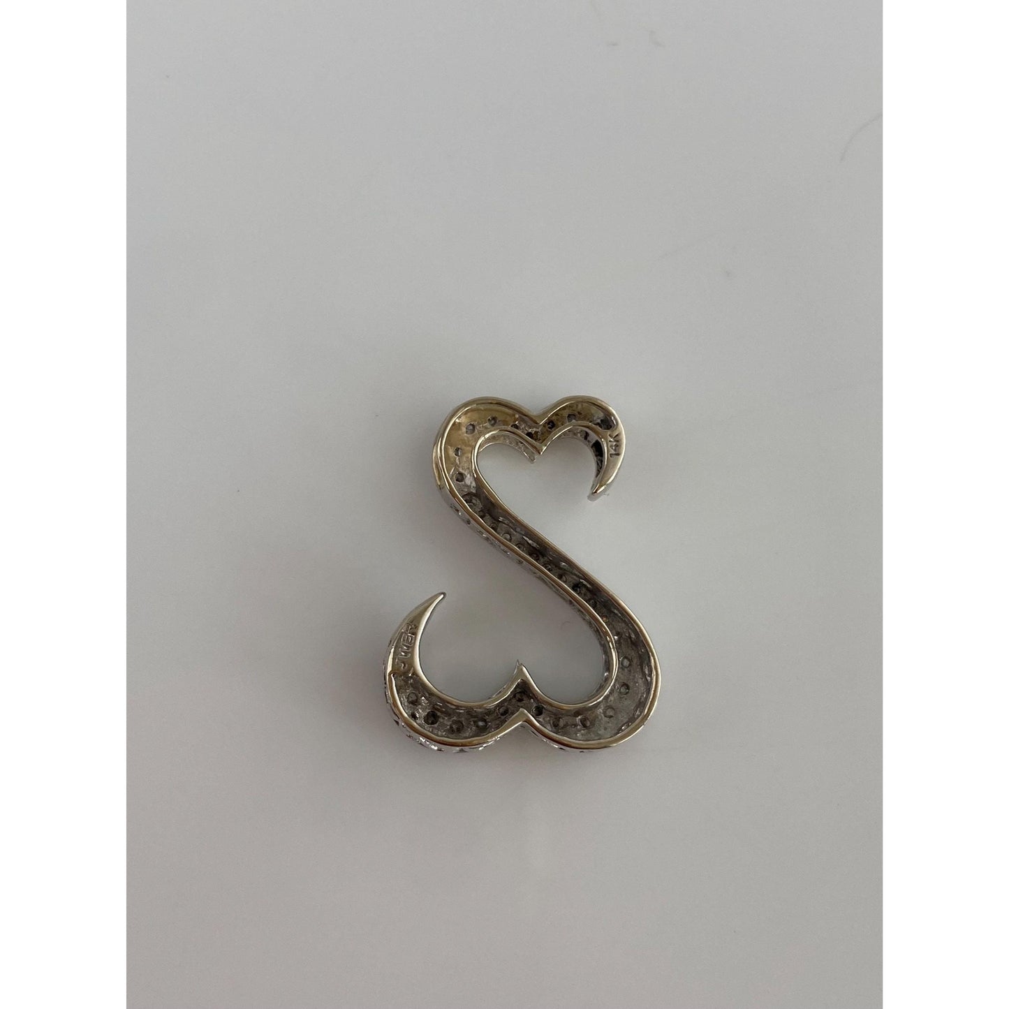 Solid 14k White Gold Diamond Jane Seymour Heart Slide Charm