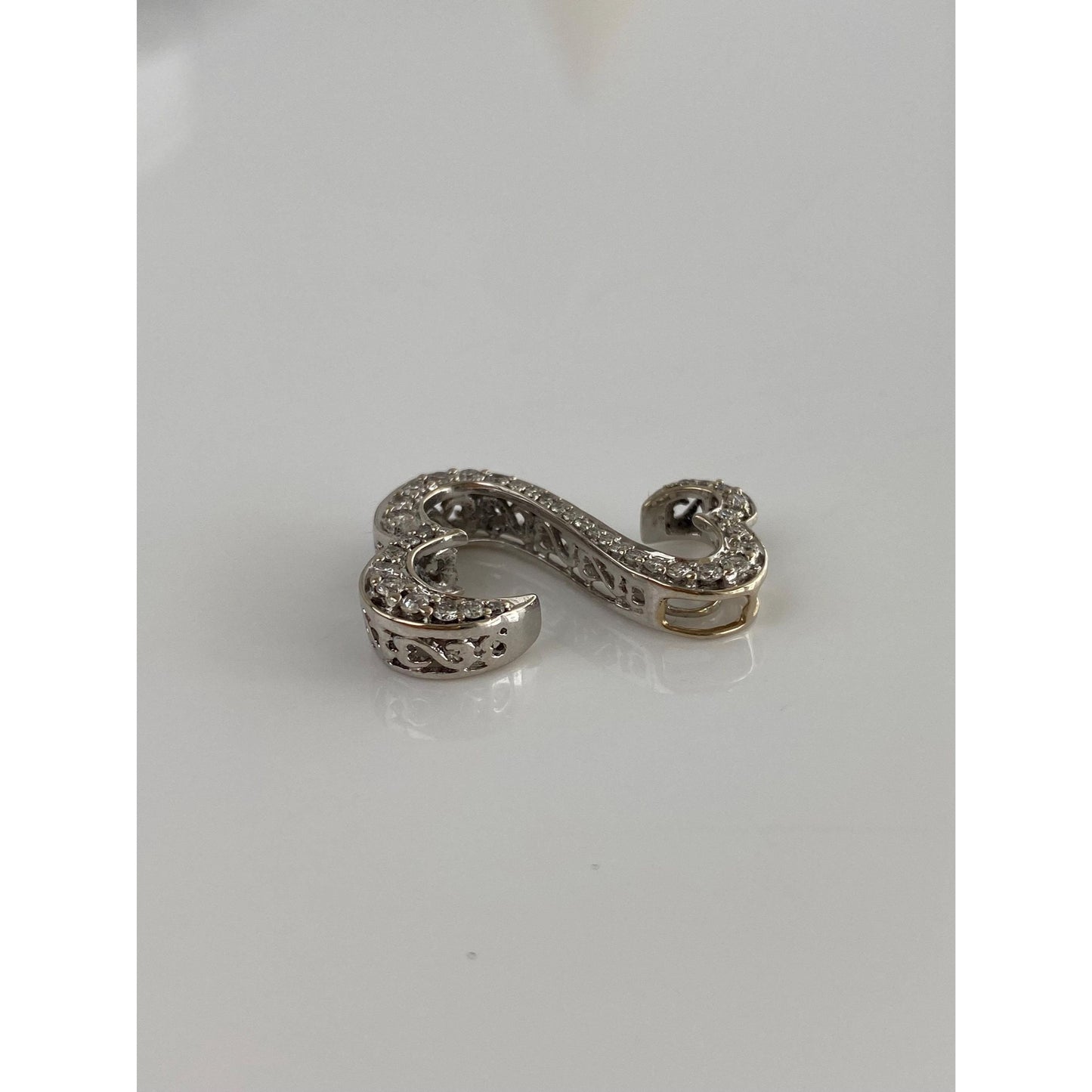 Solid 14k White Gold Diamond Jane Seymour Heart Slide Charm