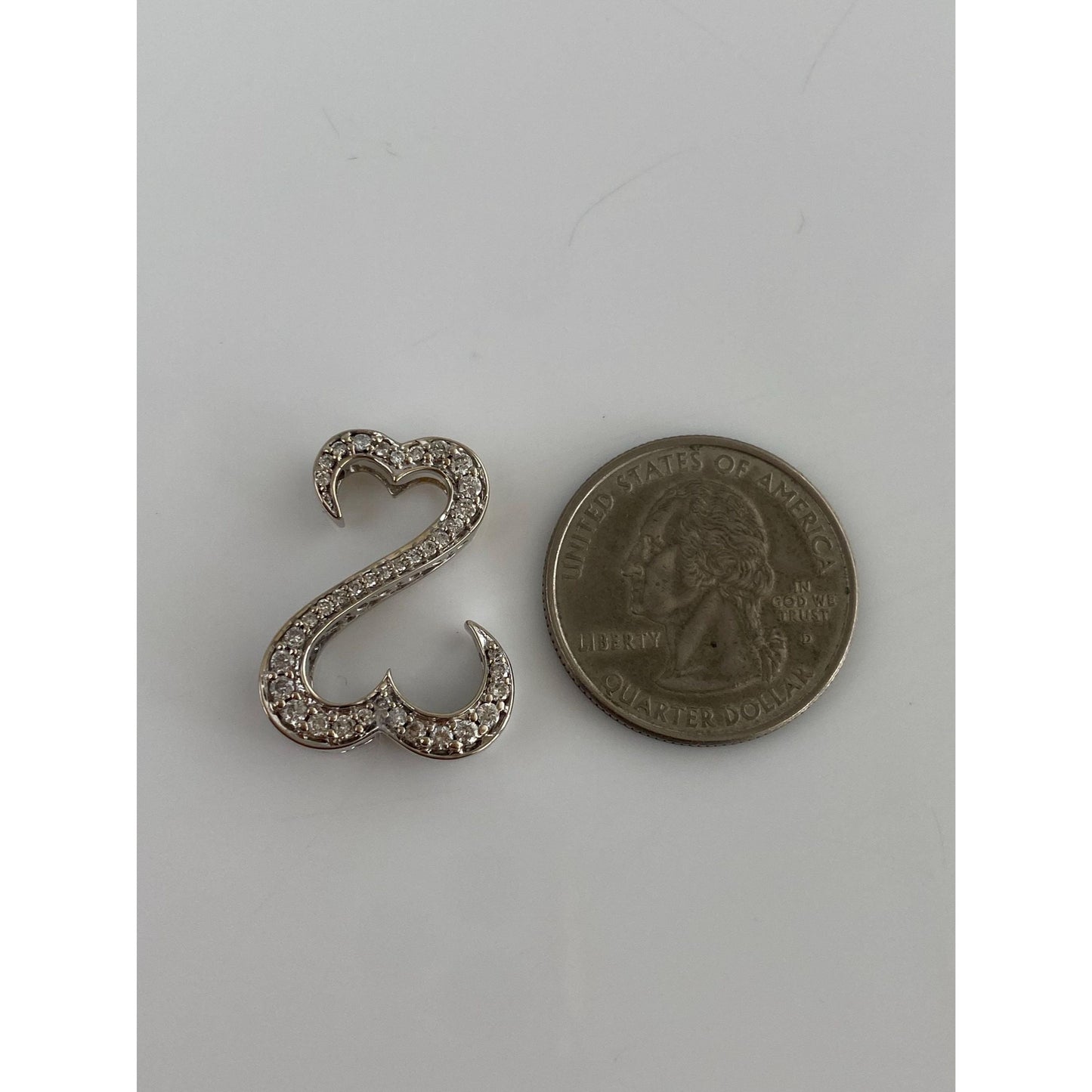 Solid 14k White Gold Diamond Jane Seymour Heart Slide Charm