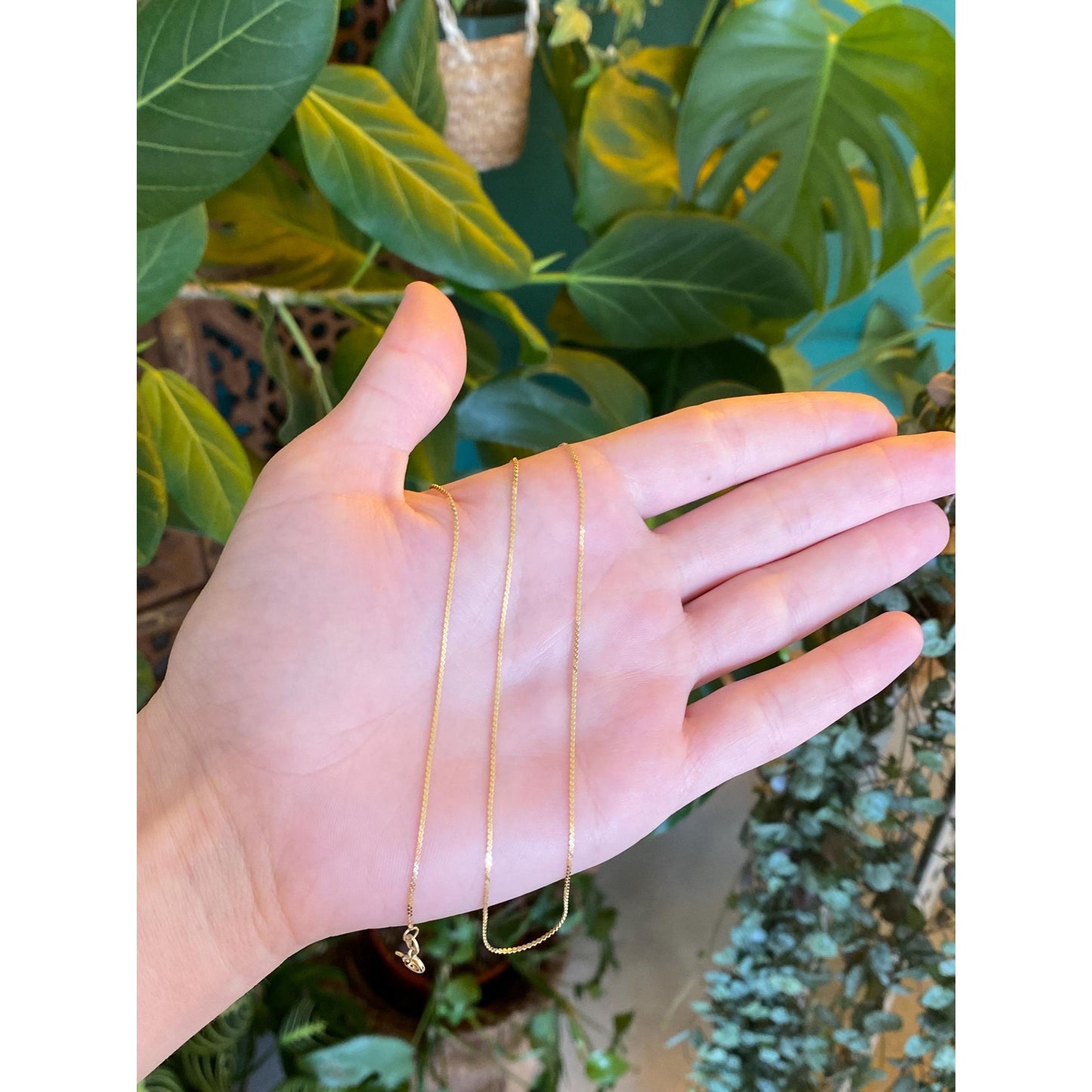 Vintage Solid 14k Yellow Gold Serpentine Chain Necklace - 15 inches