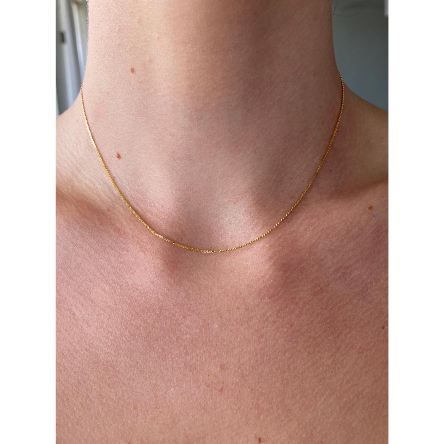 Vintage Solid 14k Yellow Gold Serpentine Chain Necklace - 15 inches