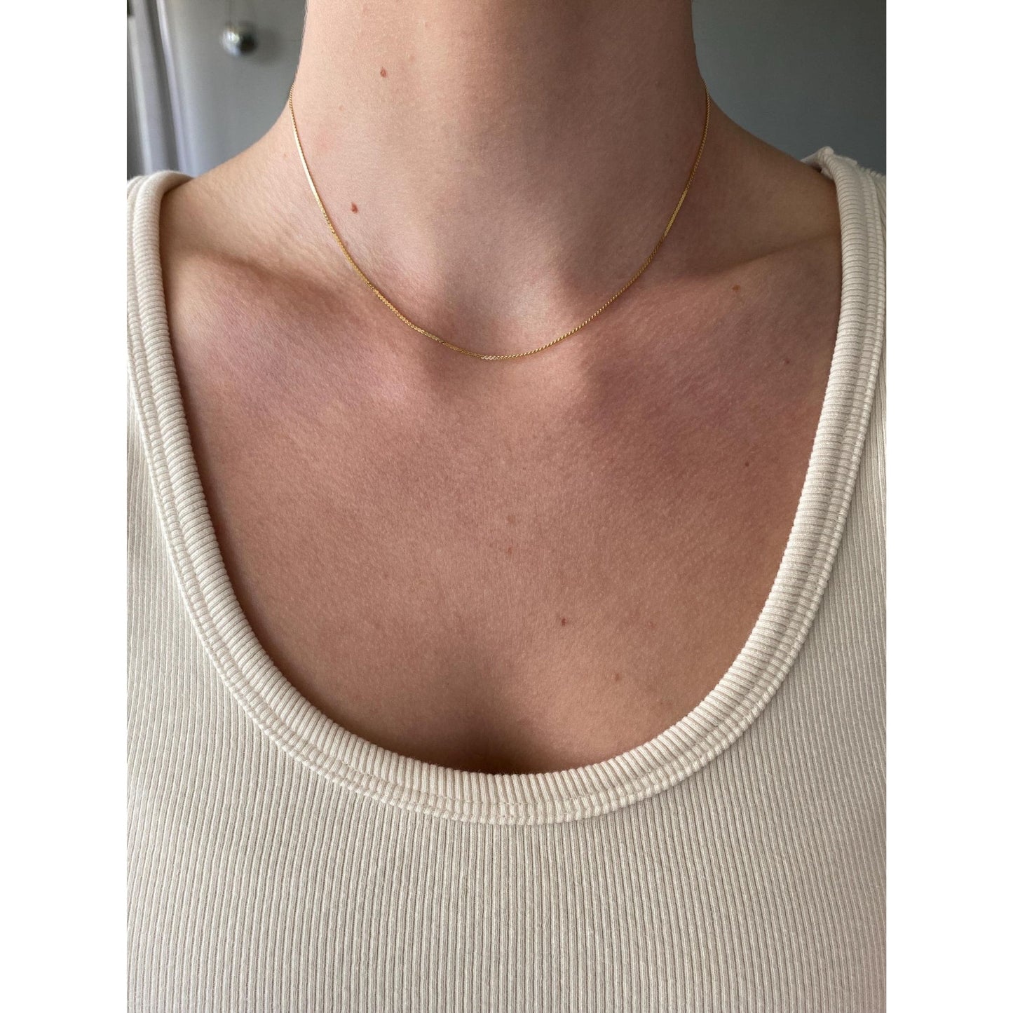 Vintage Solid 14k Yellow Gold Serpentine Chain Necklace - 15 inches