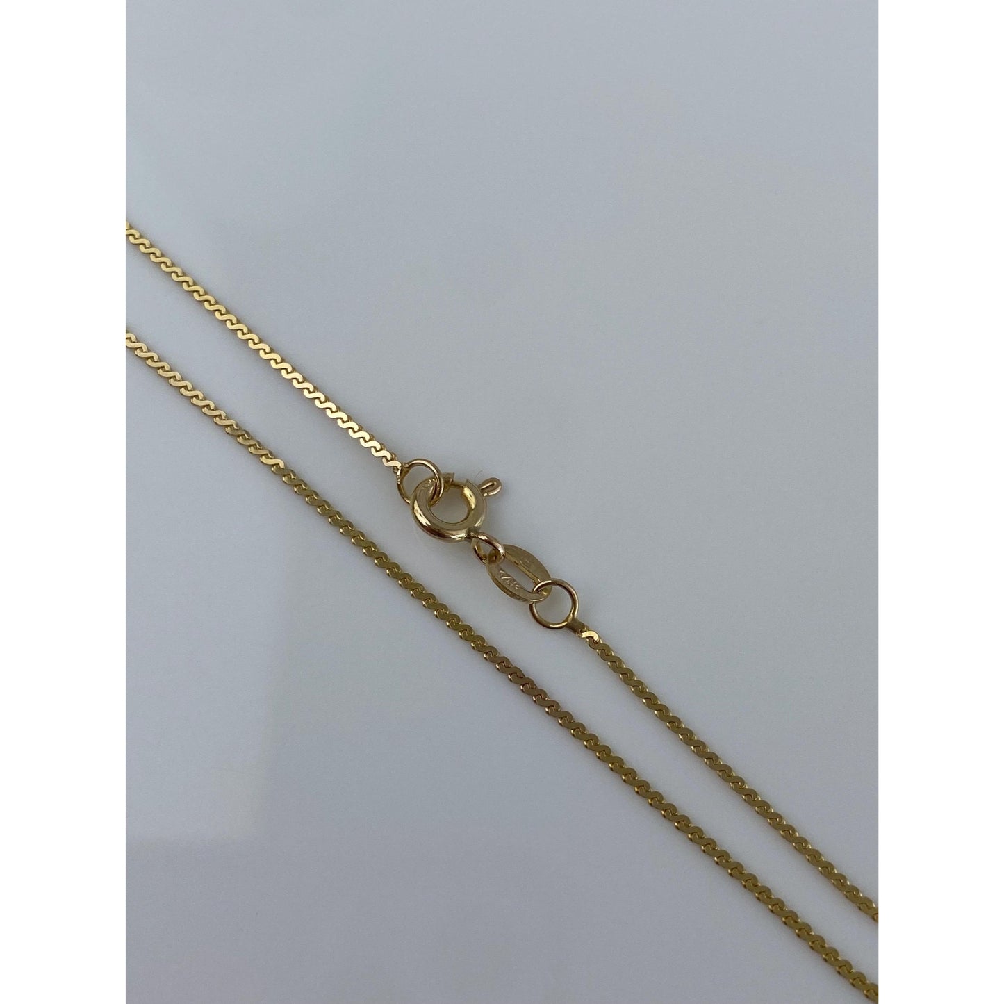 Vintage Solid 14k Yellow Gold Serpentine Chain Necklace - 15 inches