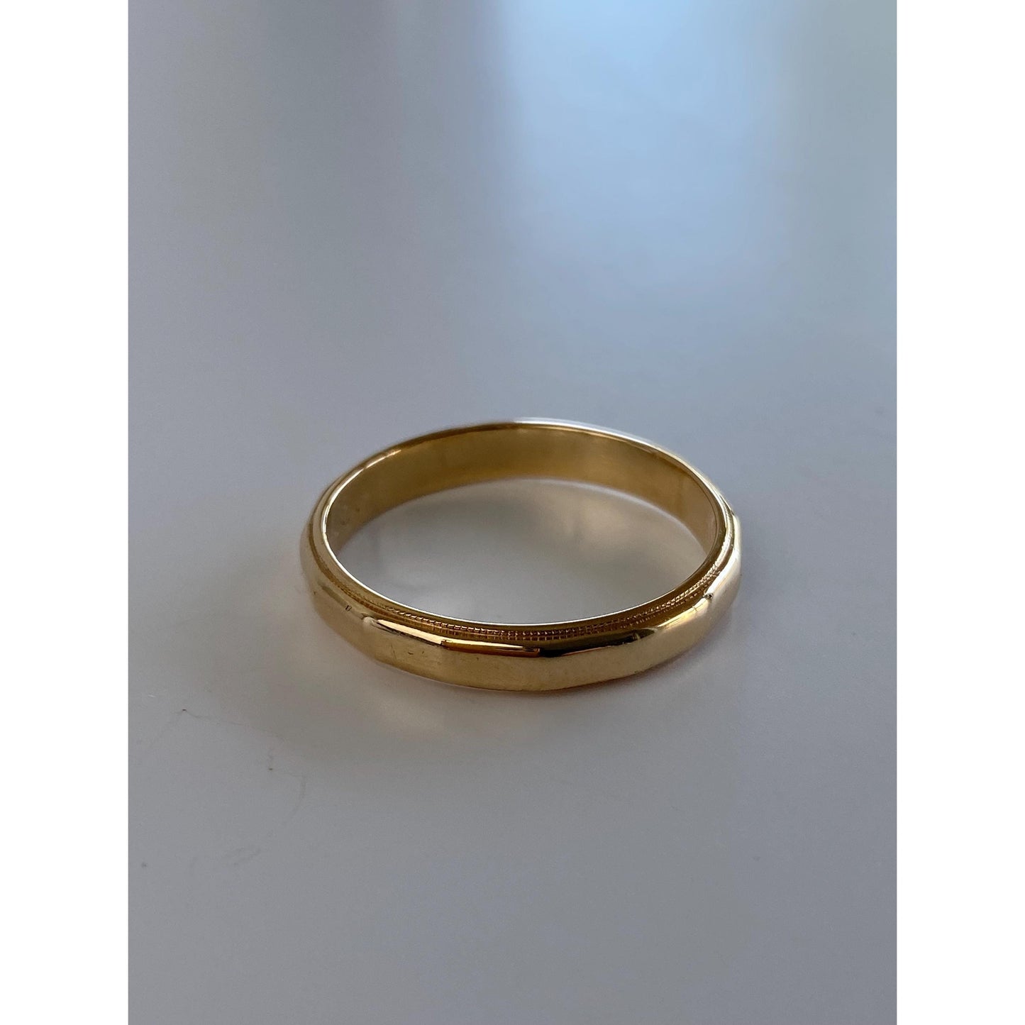 Vintage Solid 14k Yellow Gold Faceted Milgrain Ring Band - Size 11.75
