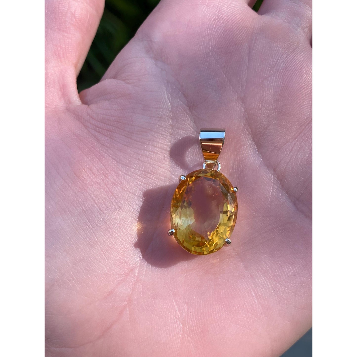 Solid 14k Yellow Gold Large Citrine Charm