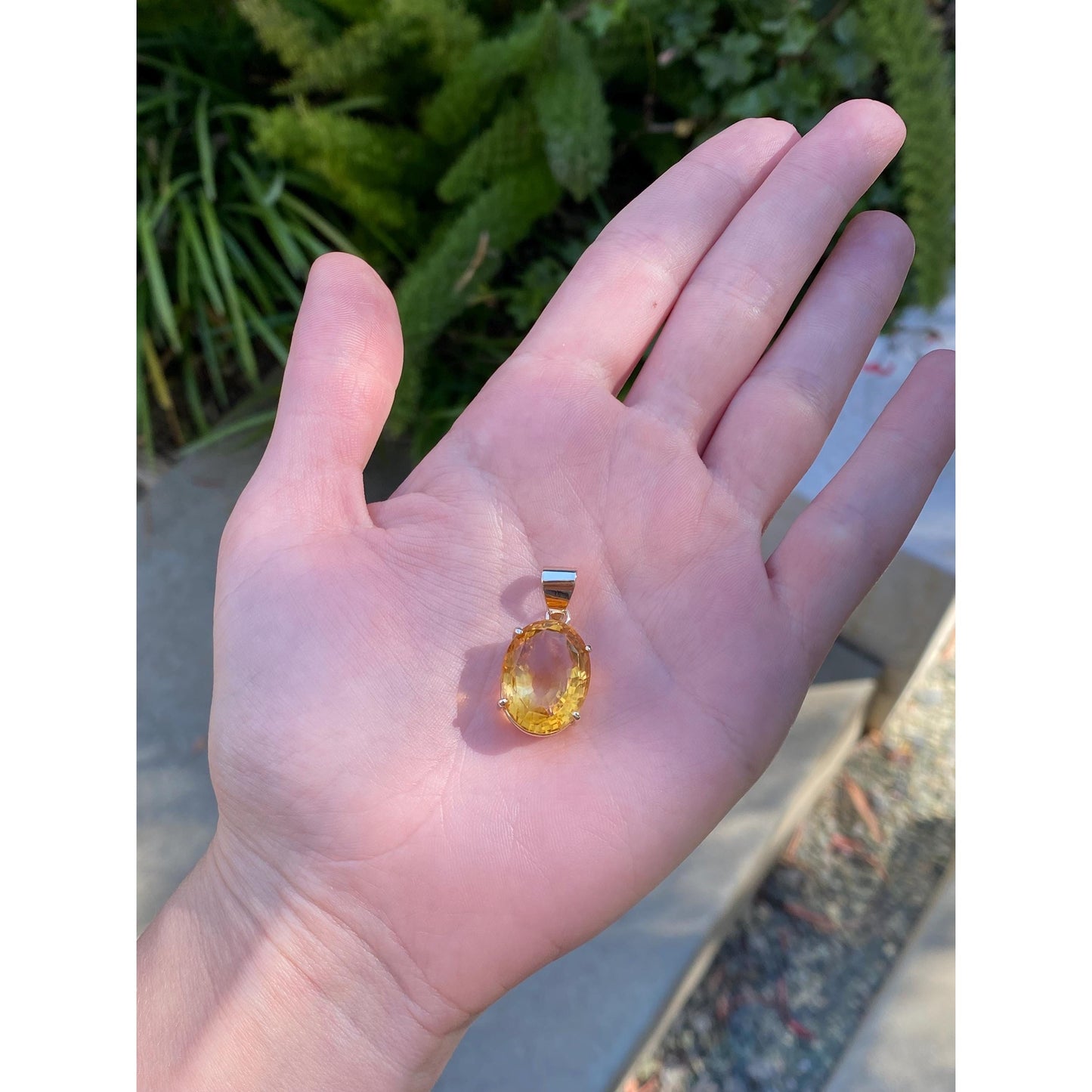 Solid 14k Yellow Gold Large Citrine Charm