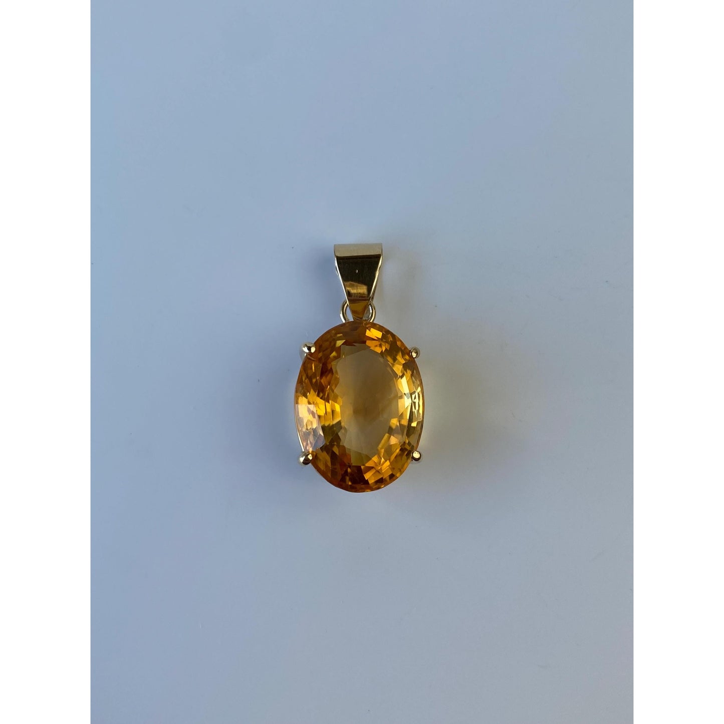 Solid 14k Yellow Gold Large Citrine Charm