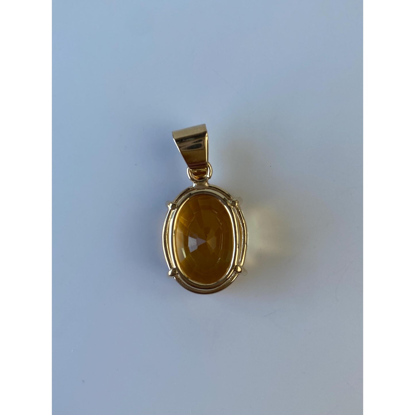 Solid 14k Yellow Gold Large Citrine Charm