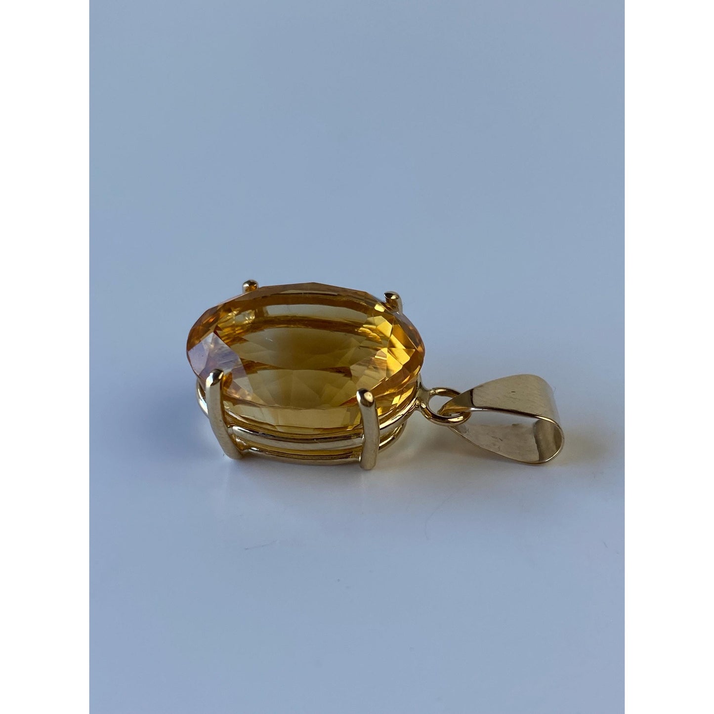 Solid 14k Yellow Gold Large Citrine Charm