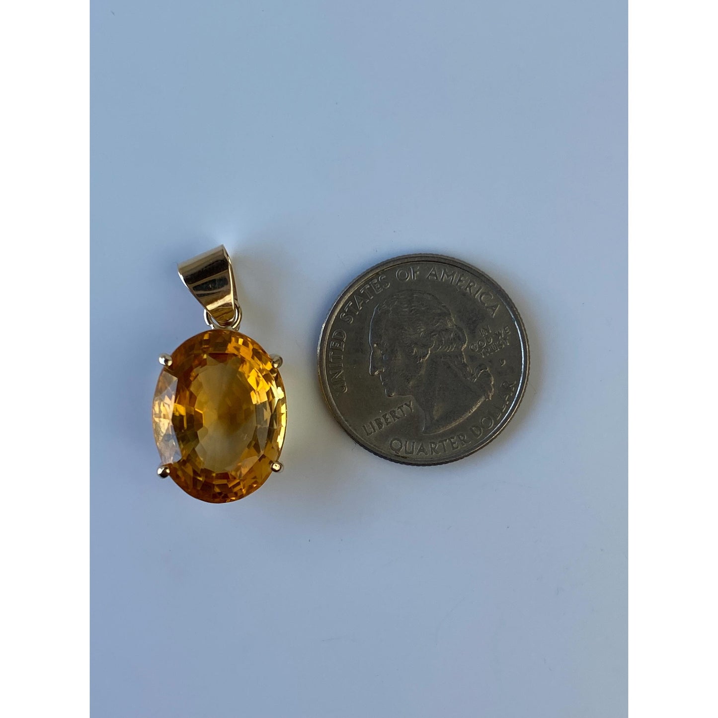 Solid 14k Yellow Gold Large Citrine Charm