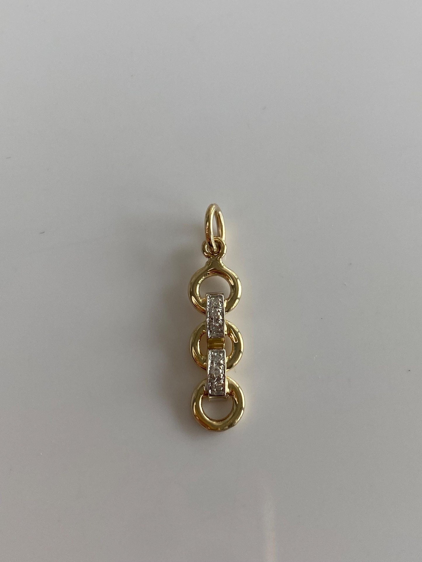 Vintage Solid 14k White & Yellow Diamonds Linked Design Charm