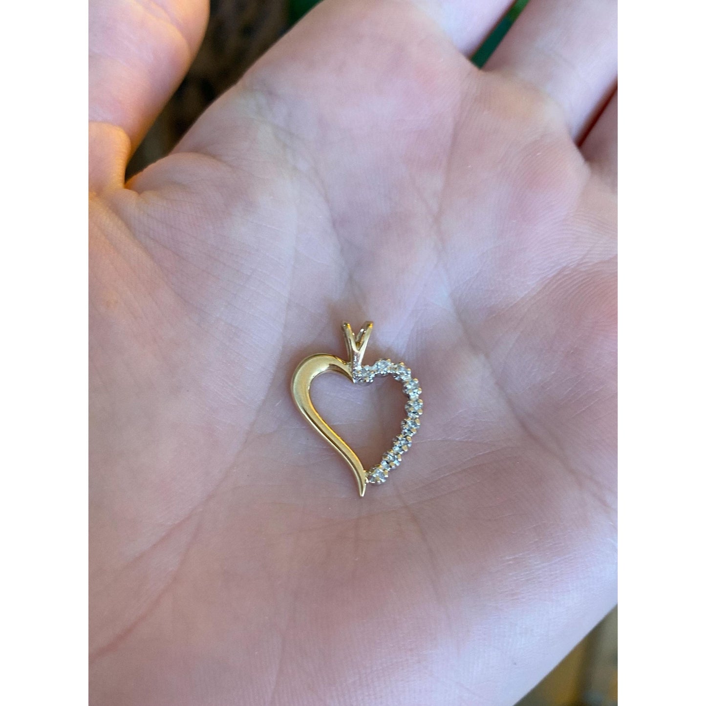 Vintage Solid 14k Yellow Gold Diamond Heart Charm