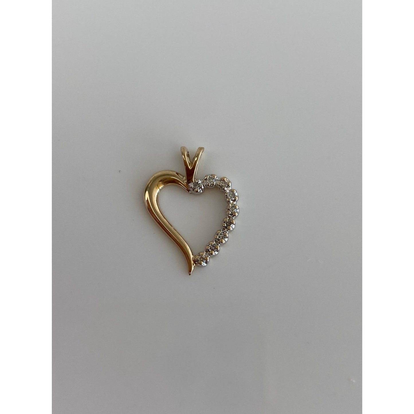 Vintage Solid 14k Yellow Gold Diamond Heart Charm