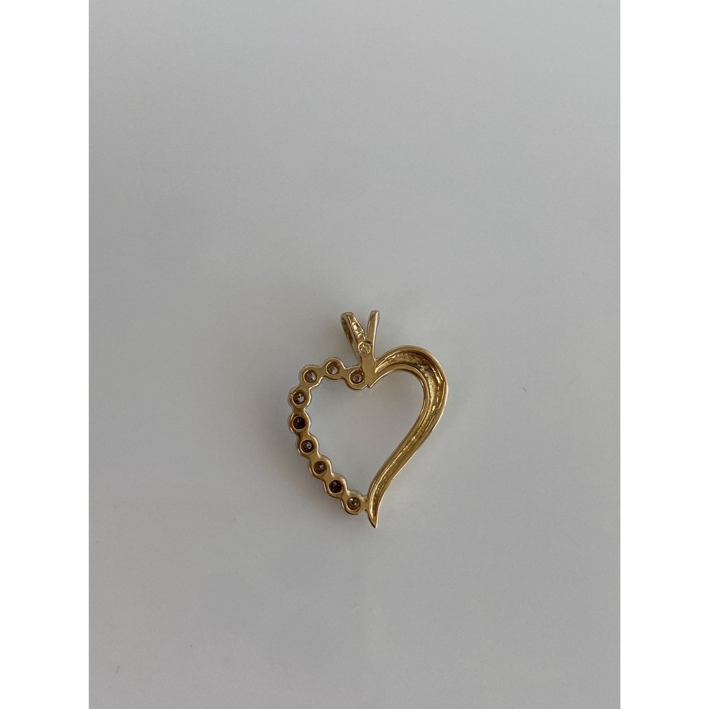 Vintage Solid 14k Yellow Gold Diamond Heart Charm