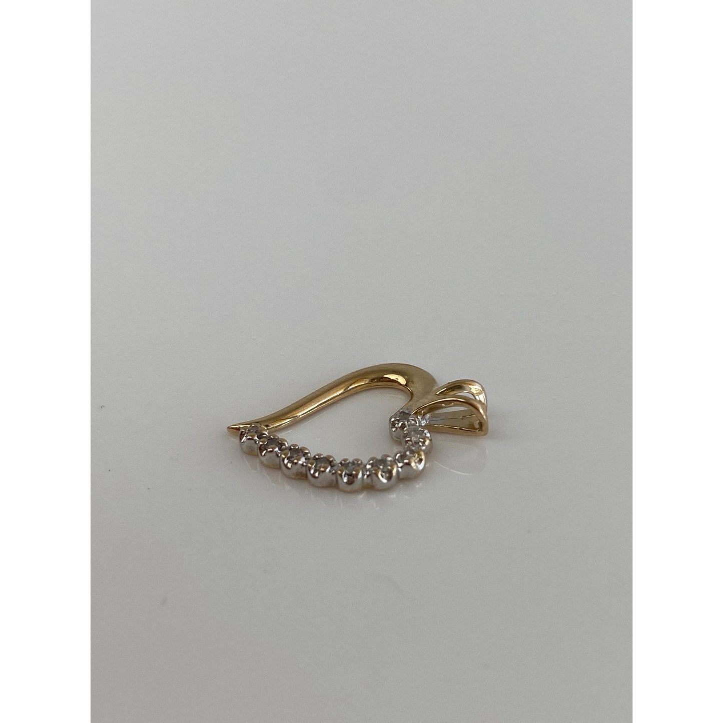 Vintage Solid 14k Yellow Gold Diamond Heart Charm