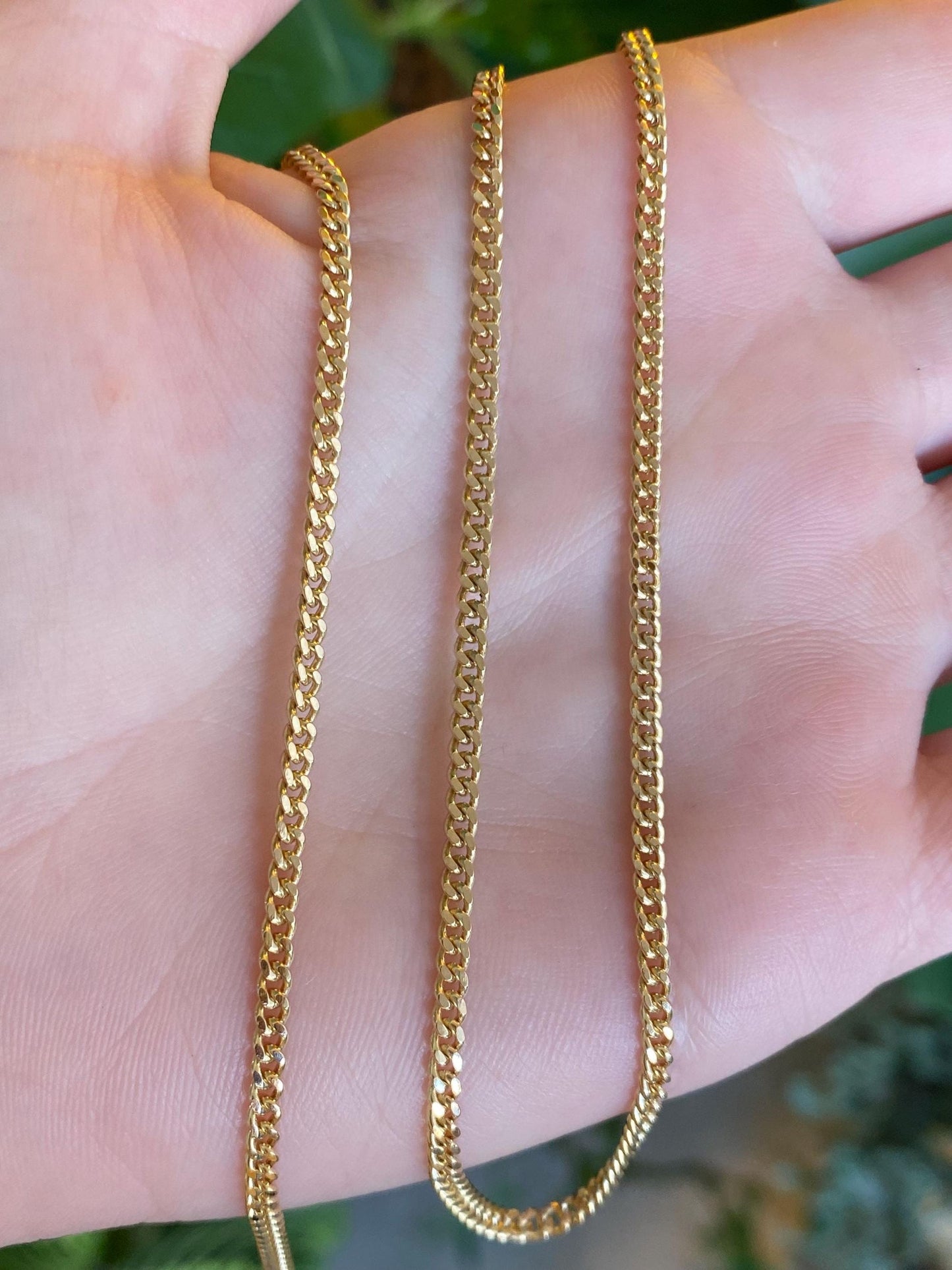 Vintage Solid 18k Yellow Gold Curb Chain Necklace - 20 inches