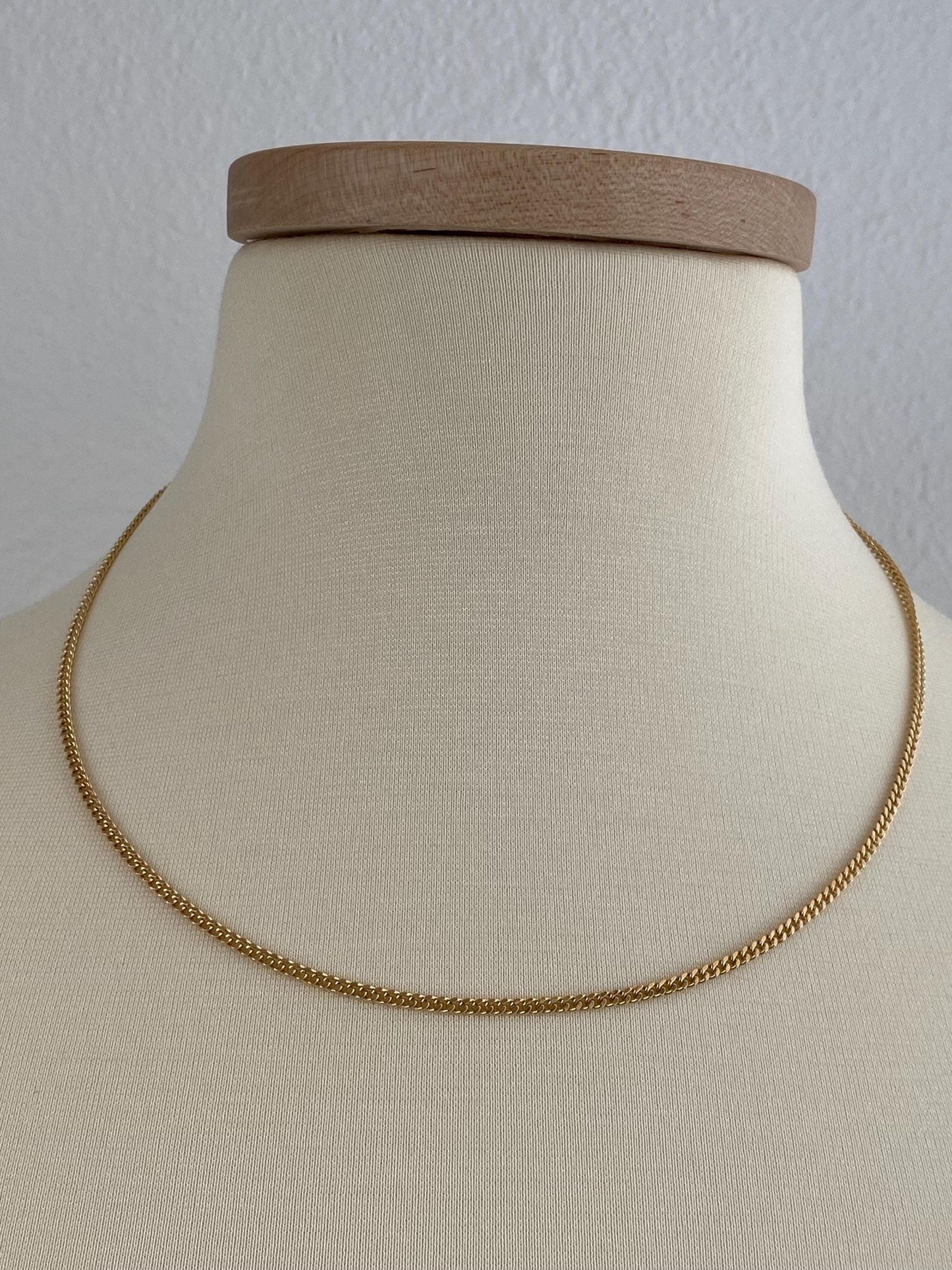 Vintage Solid 18k Yellow Gold Curb Chain Necklace - 20 inches