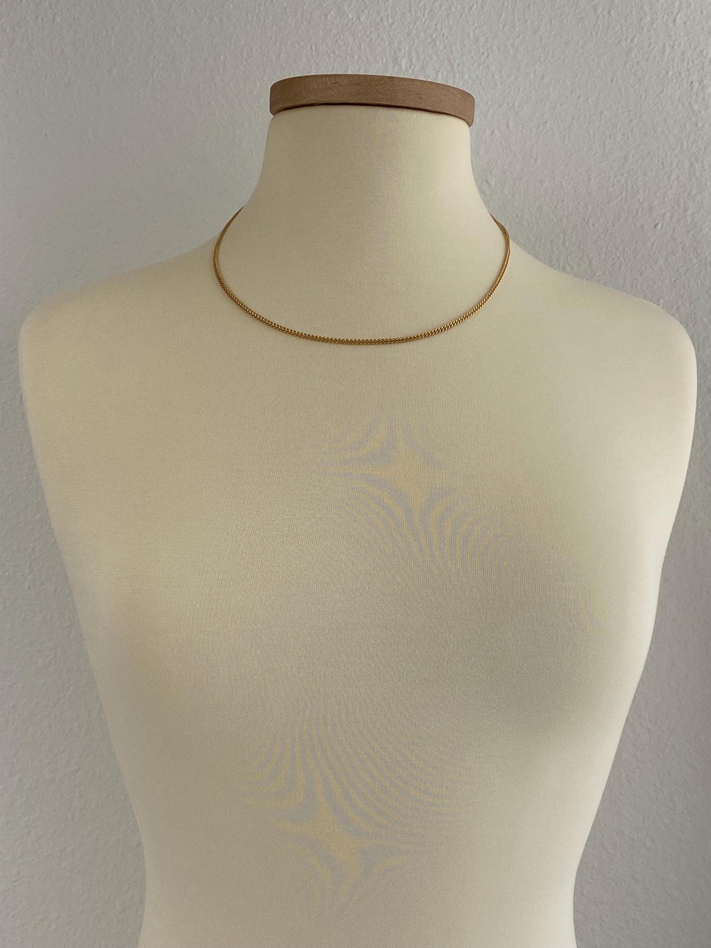 Vintage Solid 18k Yellow Gold Curb Chain Necklace - 20 inches
