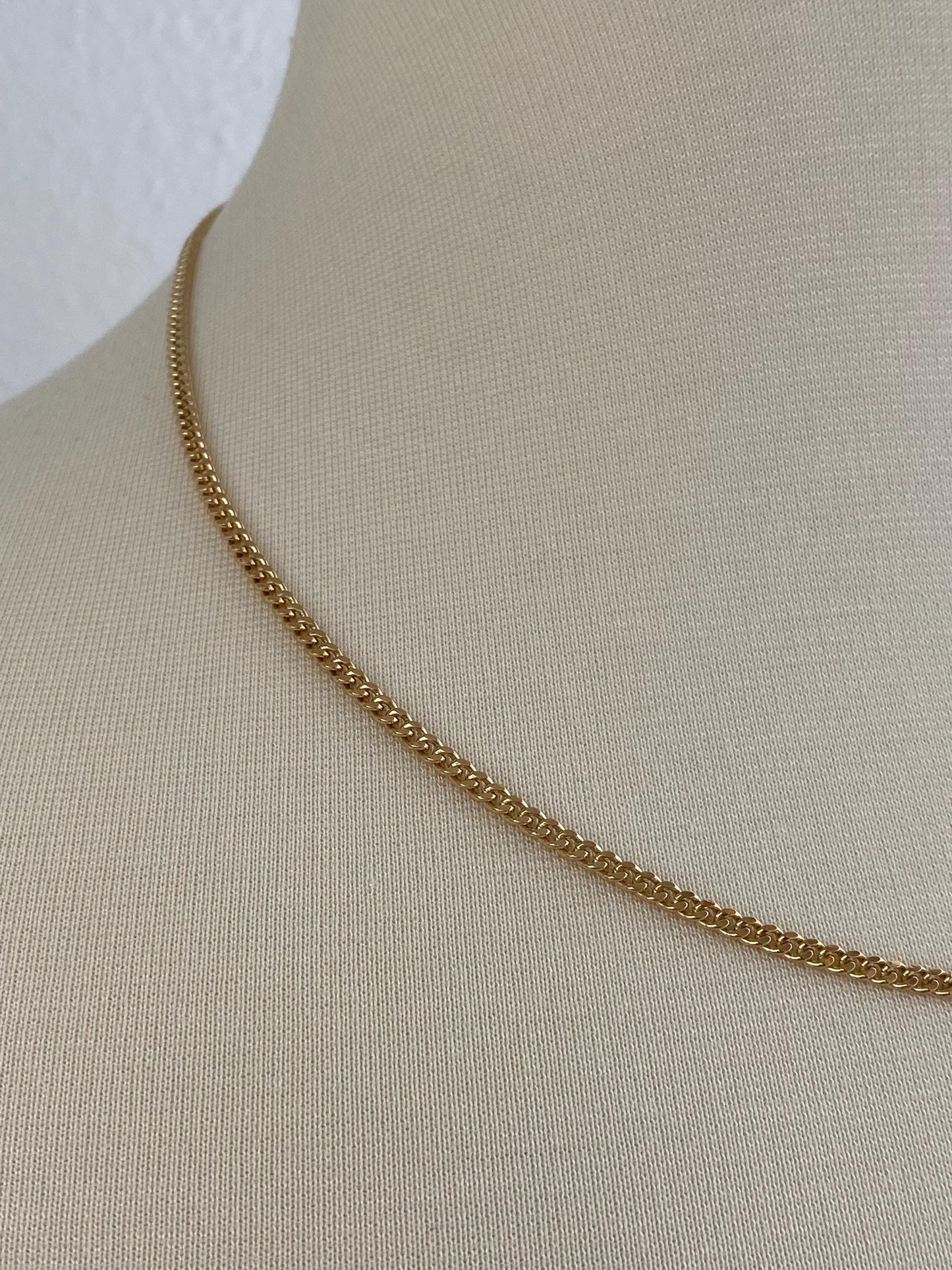 Vintage Solid 18k Yellow Gold Curb Chain Necklace - 20 inches
