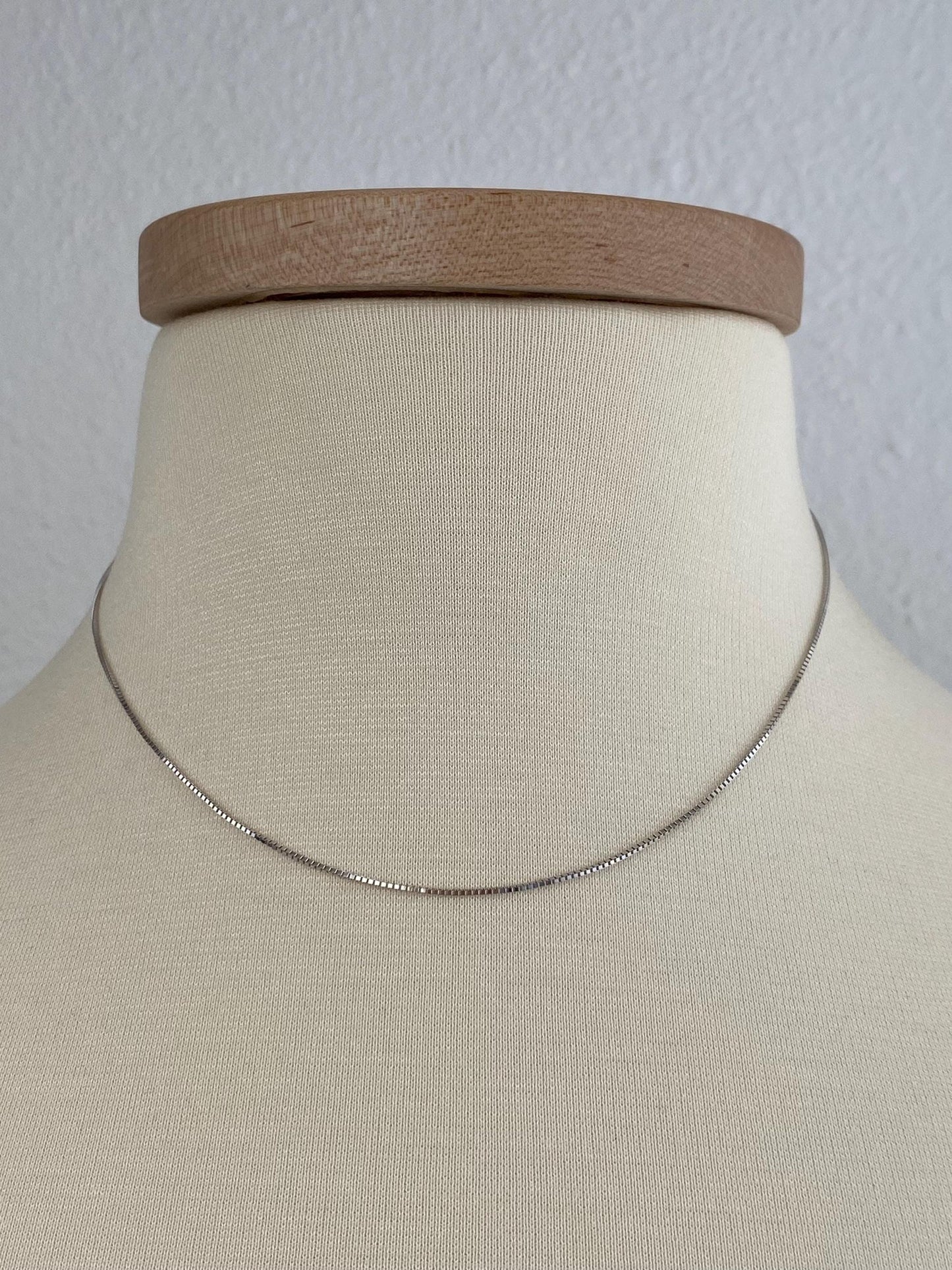 Vintage Solid 14k White Gold Box Chain Necklace - 16 inches