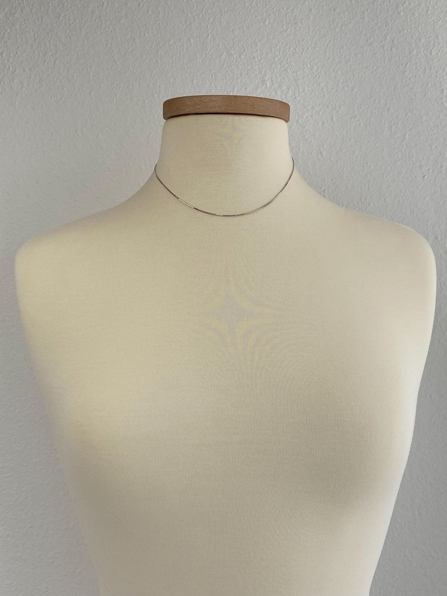 Vintage Solid 14k White Gold Box Chain Necklace - 16 inches