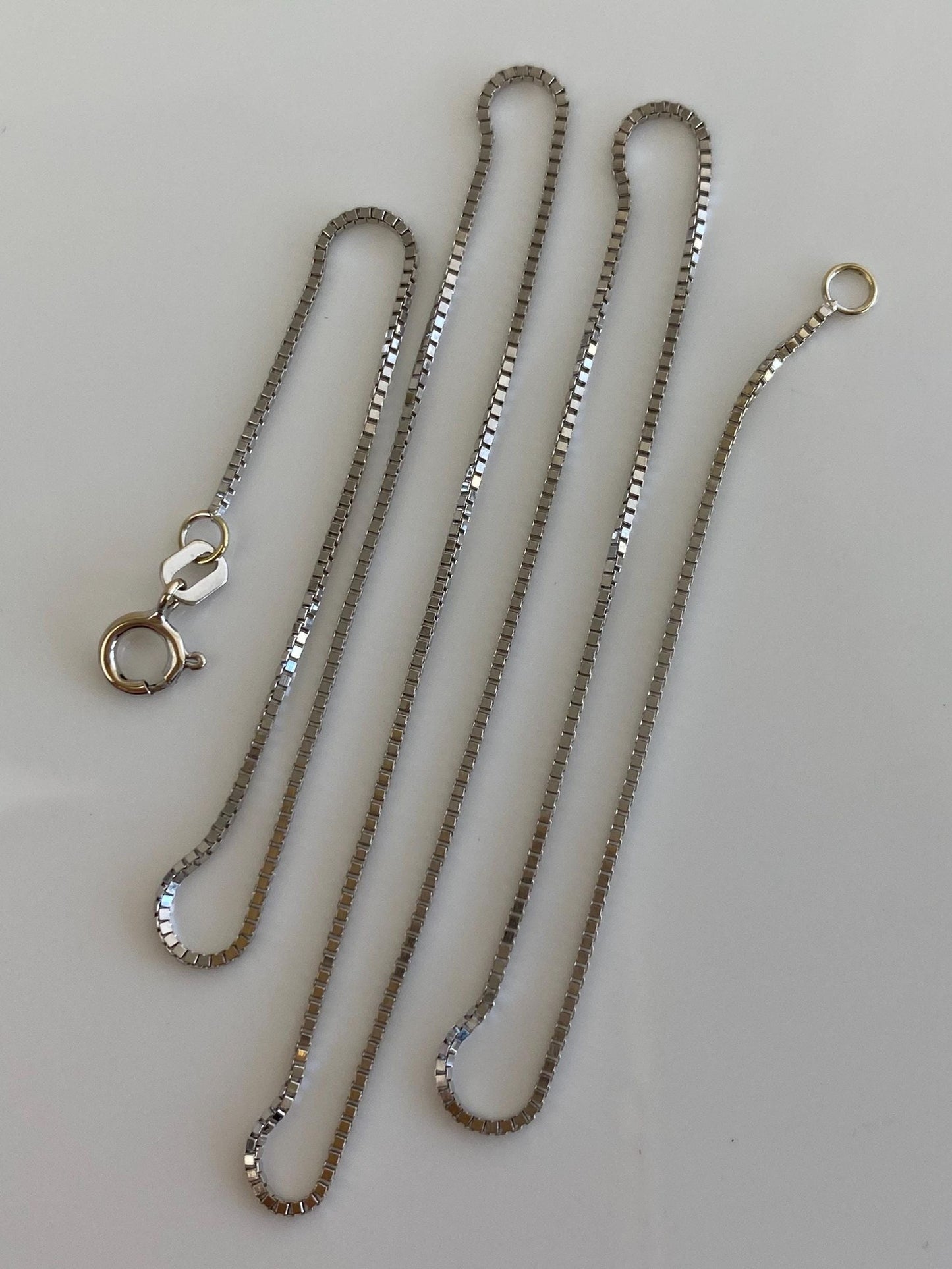 Vintage Solid 14k White Gold Box Chain Necklace - 16 inches