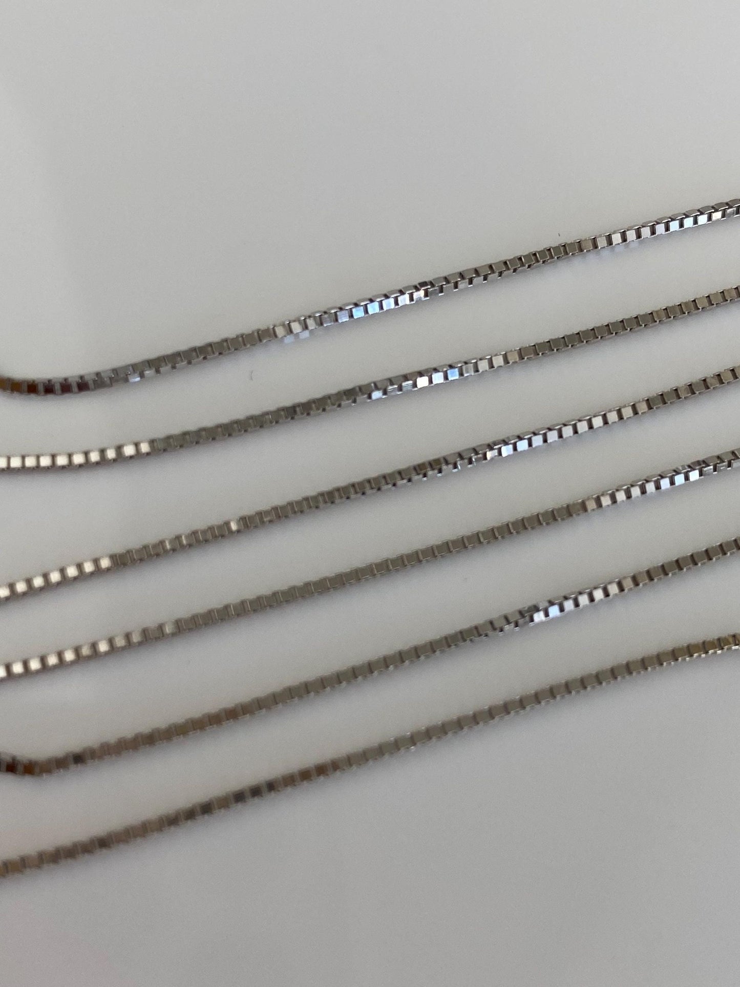 Vintage Solid 14k White Gold Box Chain Necklace - 16 inches