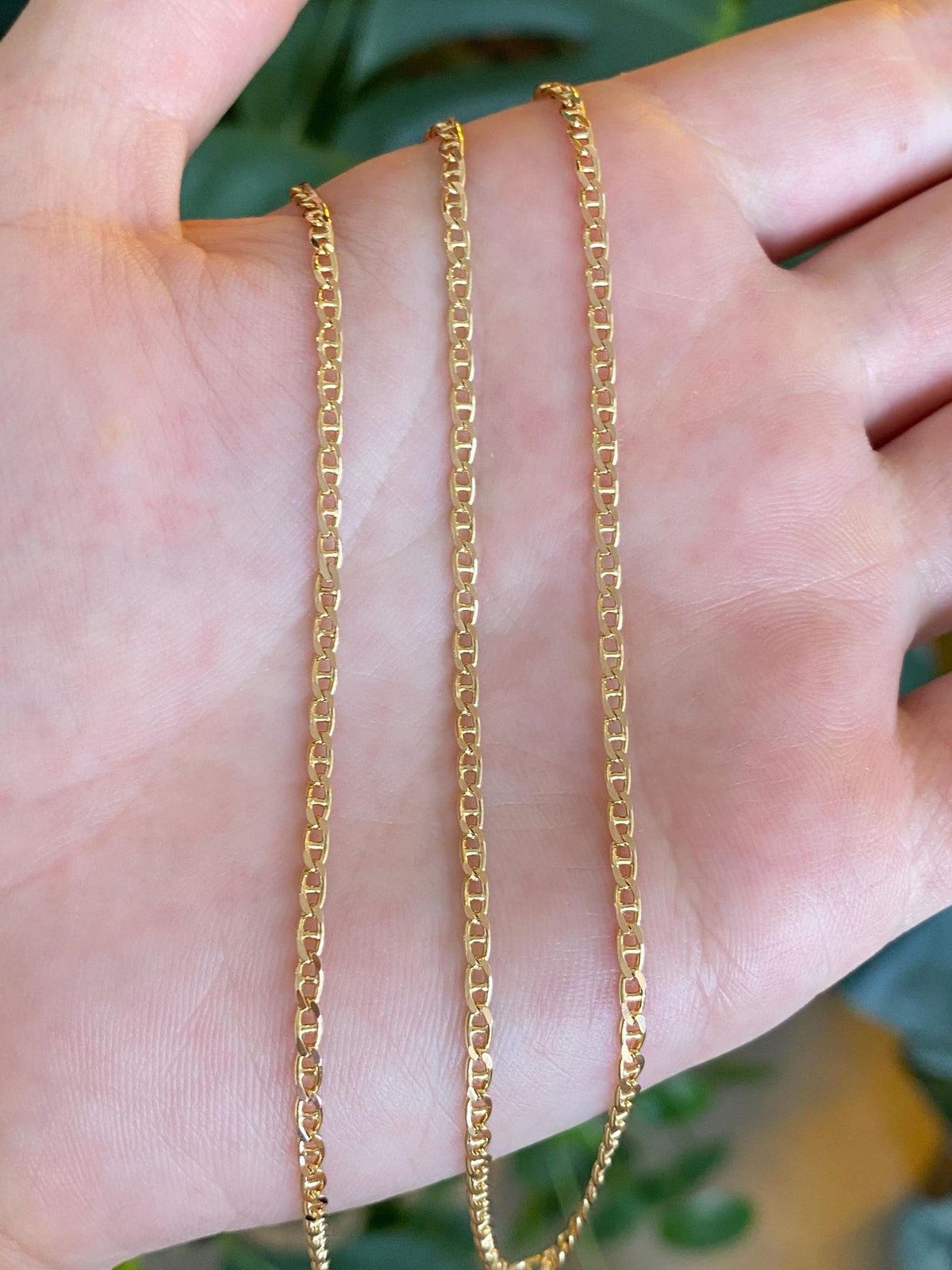 Vintage Solid 14k Yellow Gold Slim Mariner Link Chain Necklace - 20 inches