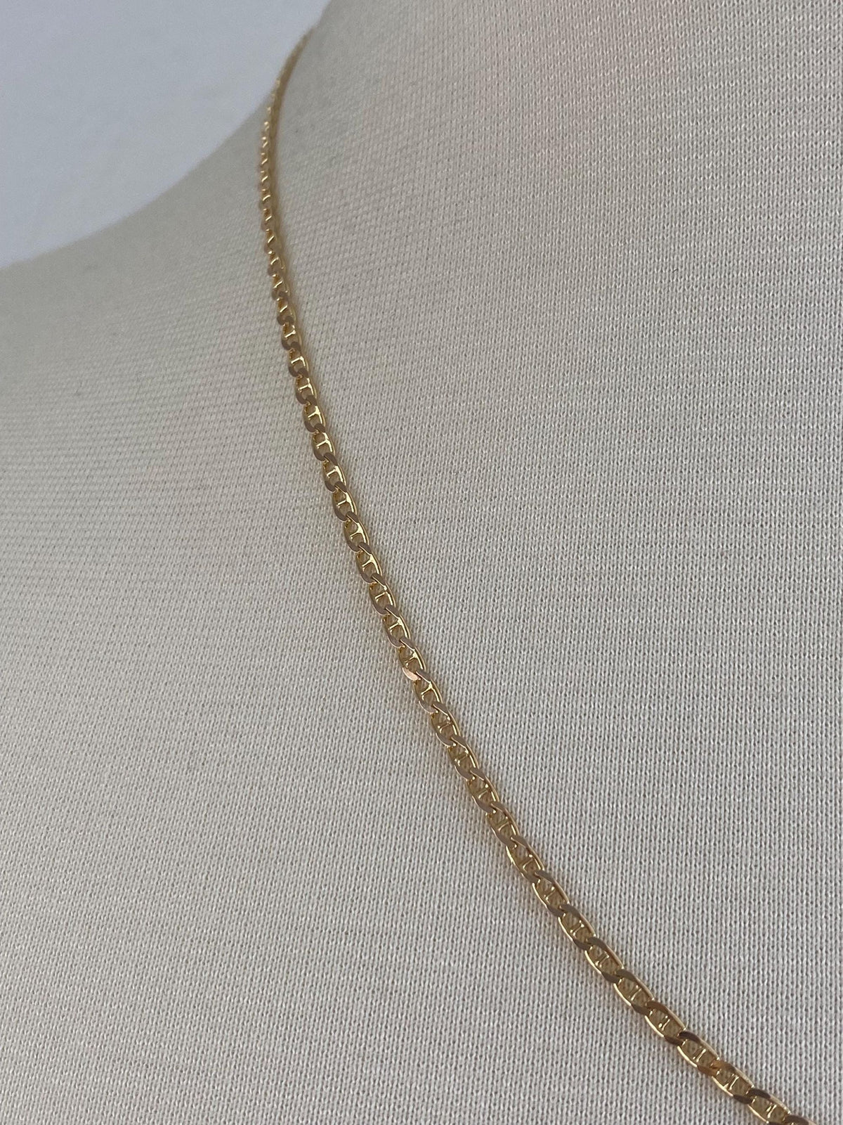 Vintage Solid 14k Yellow Gold Slim Mariner Link Chain Necklace - 20 inches