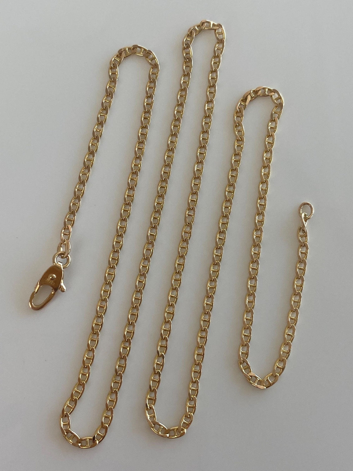 Vintage Solid 14k Yellow Gold Slim Mariner Link Chain Necklace - 20 inches